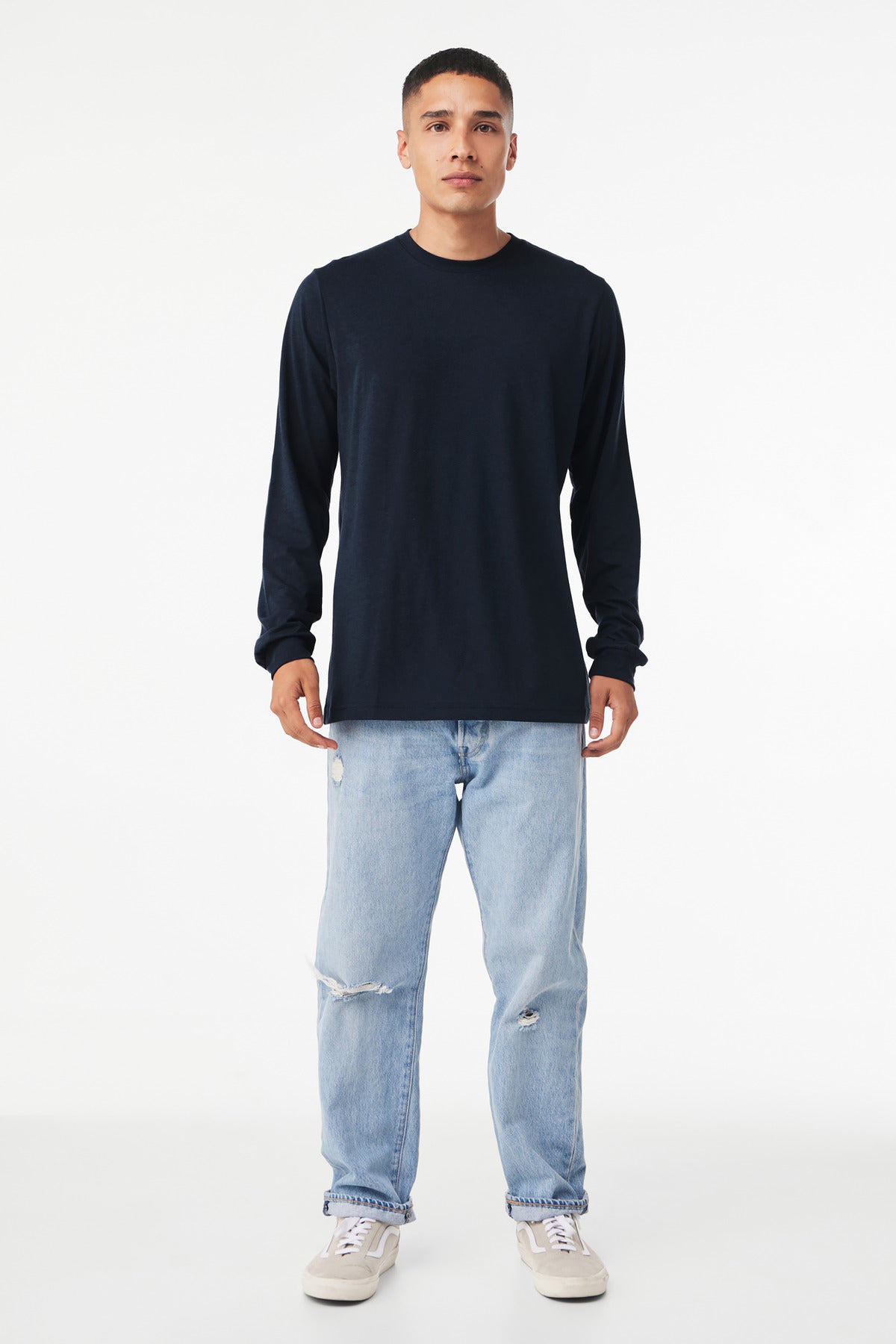 BELLA+CANVAS® Unisex Triblend Long Sleeve Tee - Solid Navy Triblend - 2XL