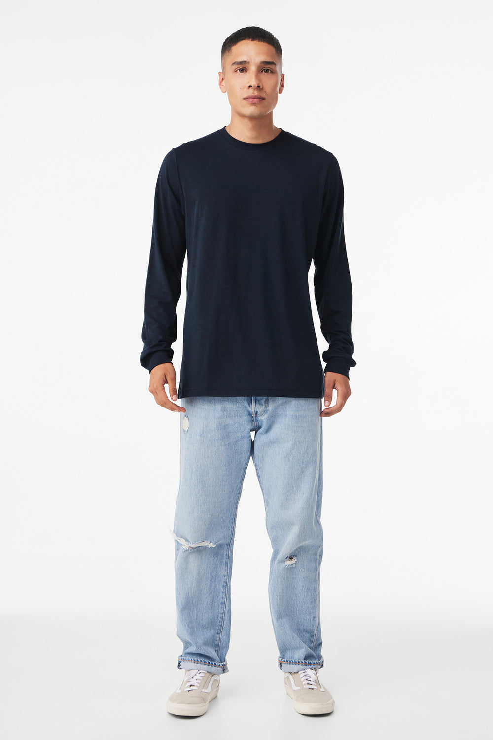 BELLA+CANVAS® Unisex Triblend Long Sleeve Tee - Solid Navy Triblend - 2XL