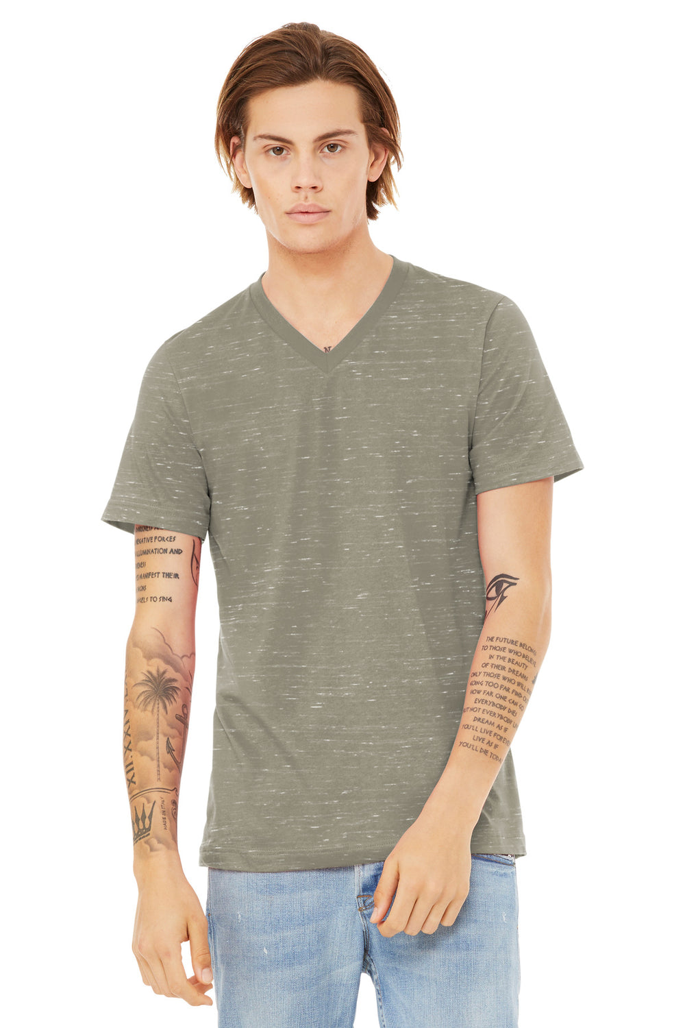 BELLA+CANVAS® Unisex Textured Jersey V-Neck Tee - Stone Marble - XS