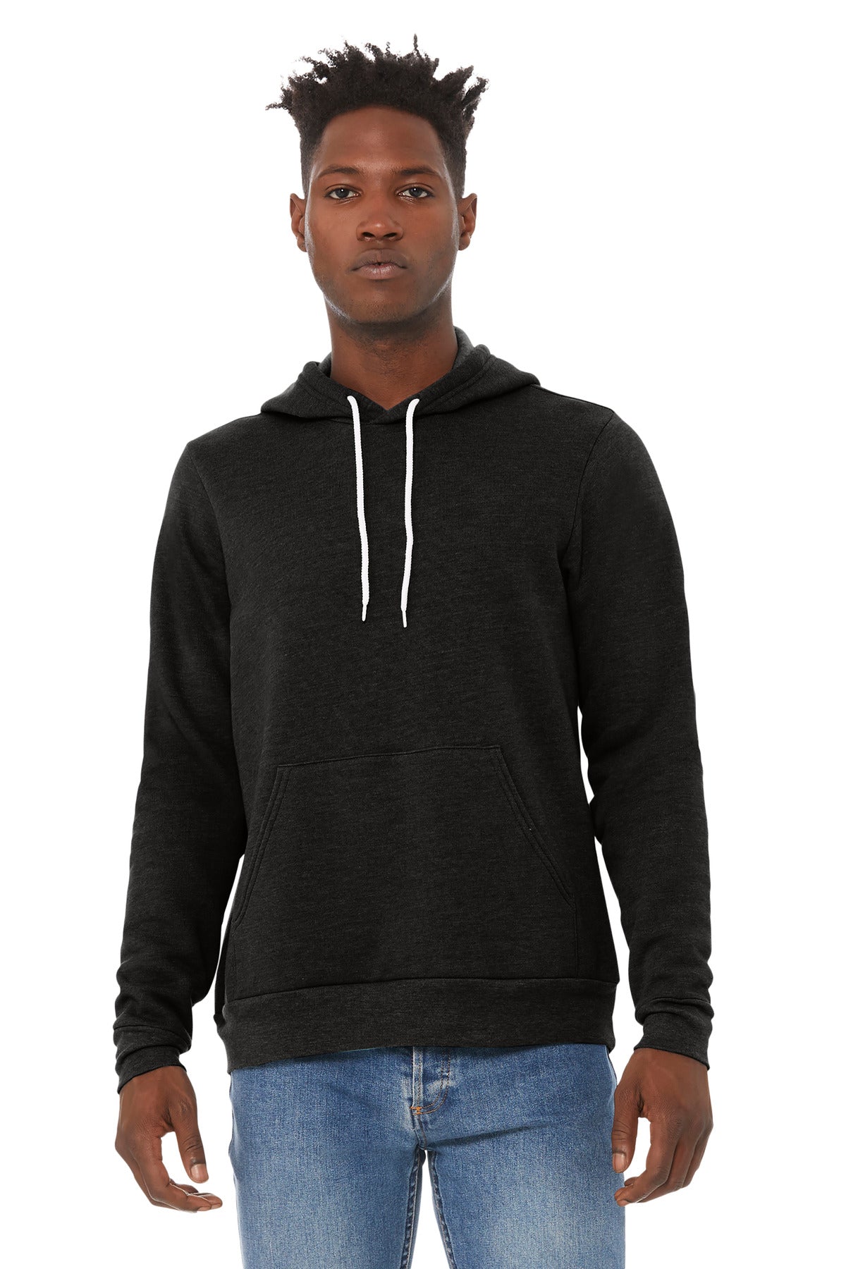 BELLA+CANVAS® Unisex Sponge Fleece Pullover Hoodie - Black Heather - XS