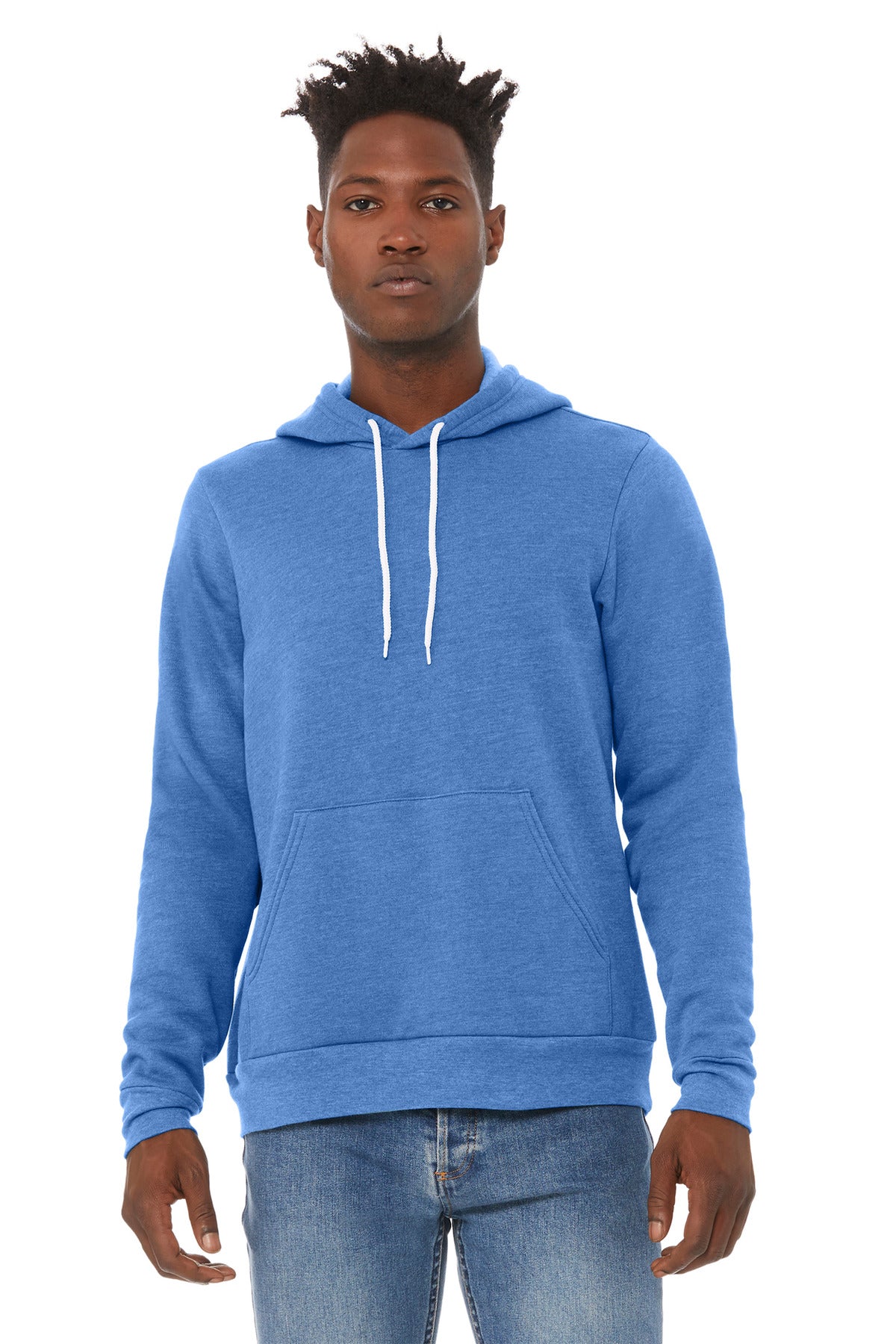 BELLA+CANVAS® Unisex Sponge Fleece Pullover Hoodie - Heather Columbia Blue - 2XL