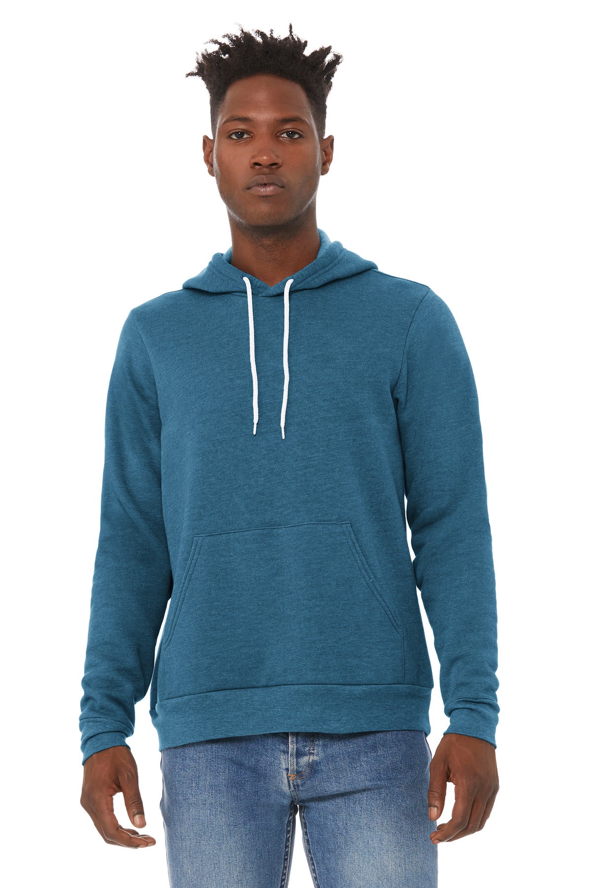 BELLA+CANVAS® Unisex Sponge Fleece Pullover Hoodie - Heather Deep Teal - XS