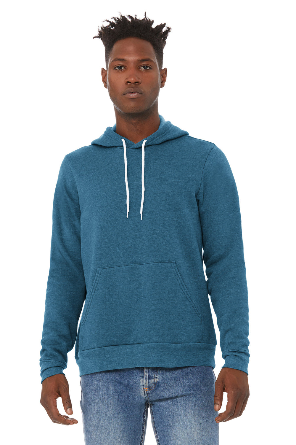 BELLA+CANVAS® Unisex Sponge Fleece Pullover Hoodie - Heather Deep Teal - XS