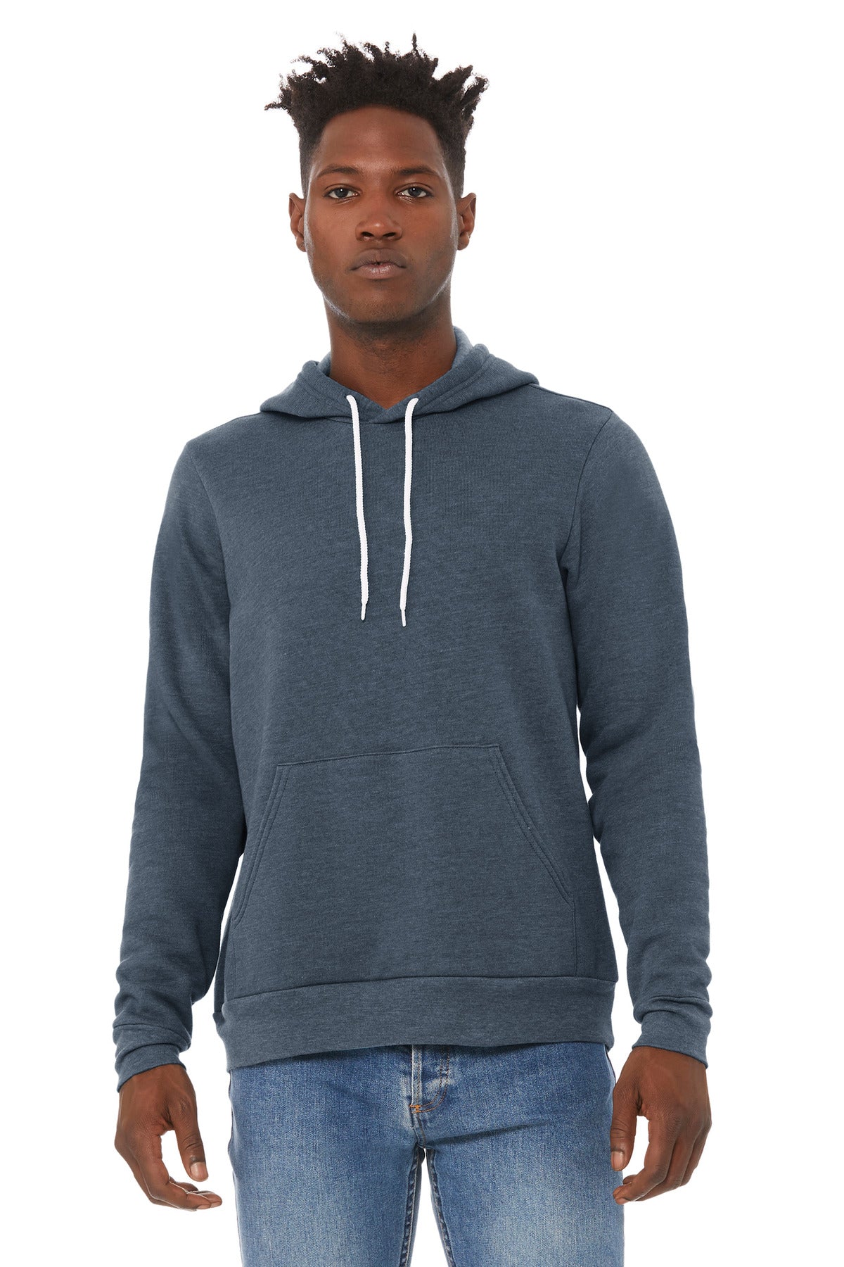 BELLA+CANVAS® Unisex Sponge Fleece Pullover Hoodie - Heather Navy - XS
