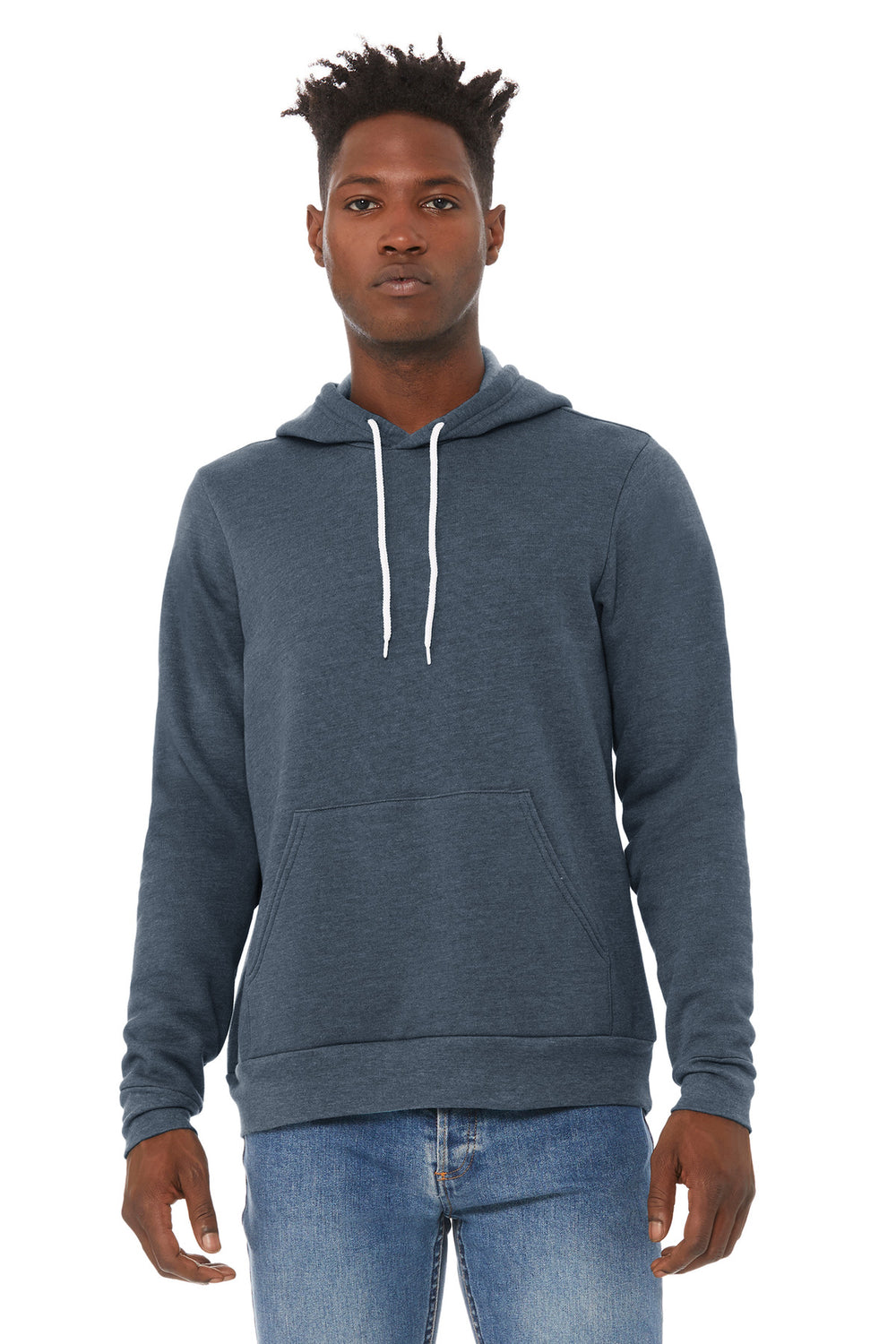 BELLA+CANVAS® Unisex Sponge Fleece Pullover Hoodie - Heather Navy - XS