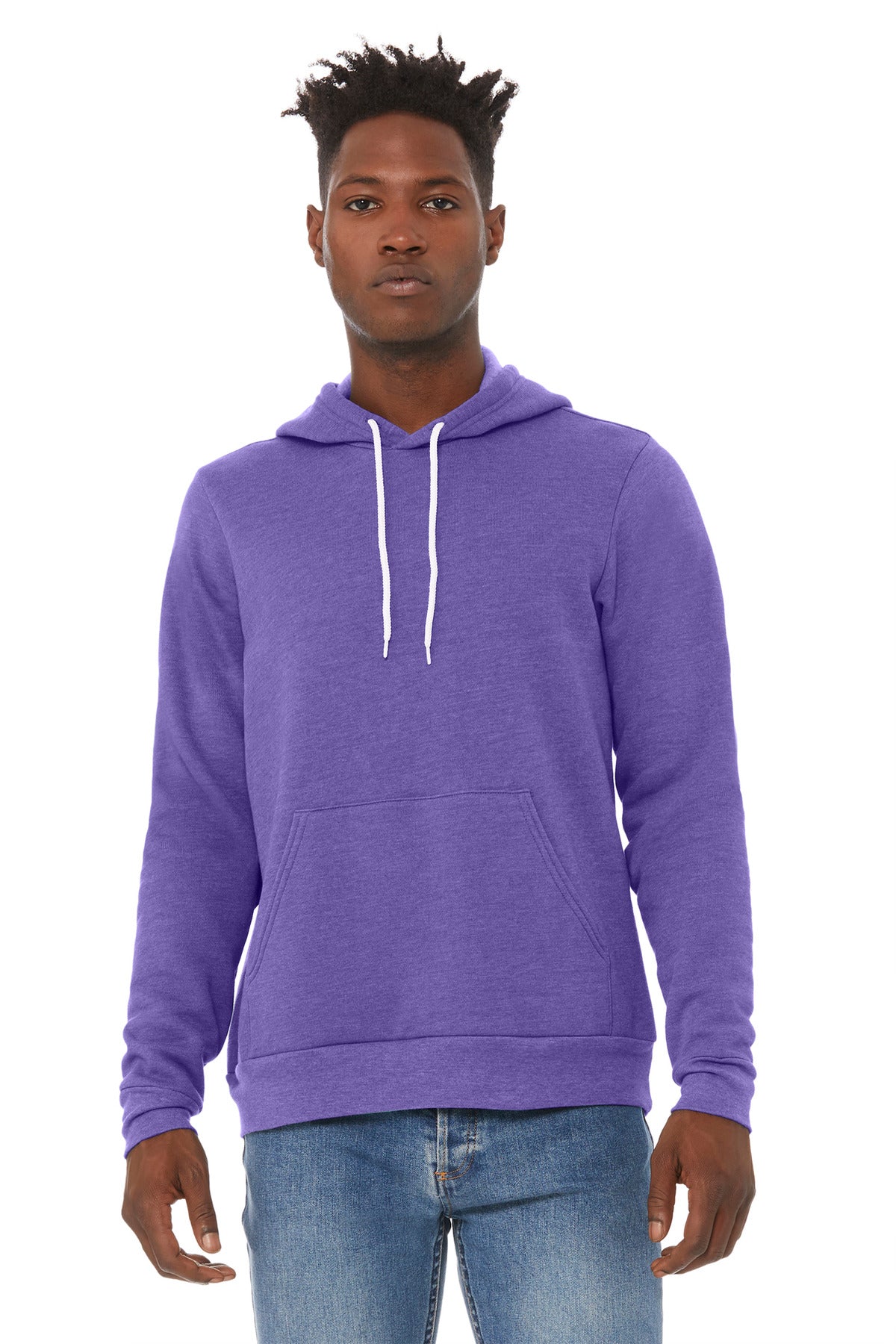 BELLA+CANVAS® Unisex Sponge Fleece Pullover Hoodie - Heather Team Purple - 2XL