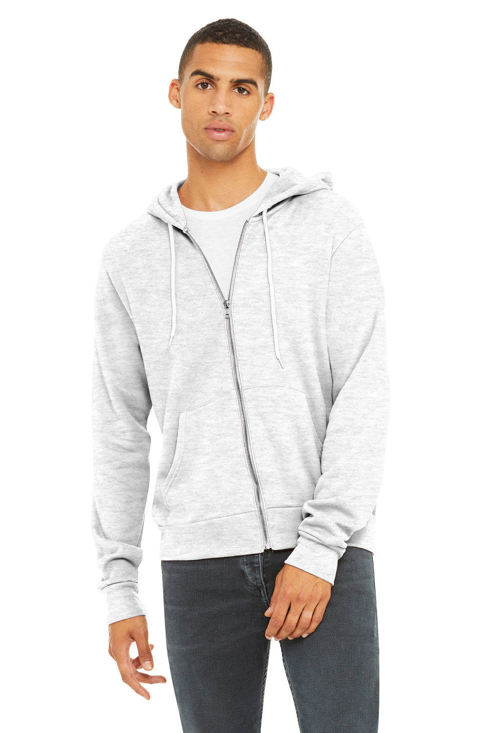 BELLA+CANVAS® Unisex Sponge Fleece Full-Zip Hoodie - Ash - XS