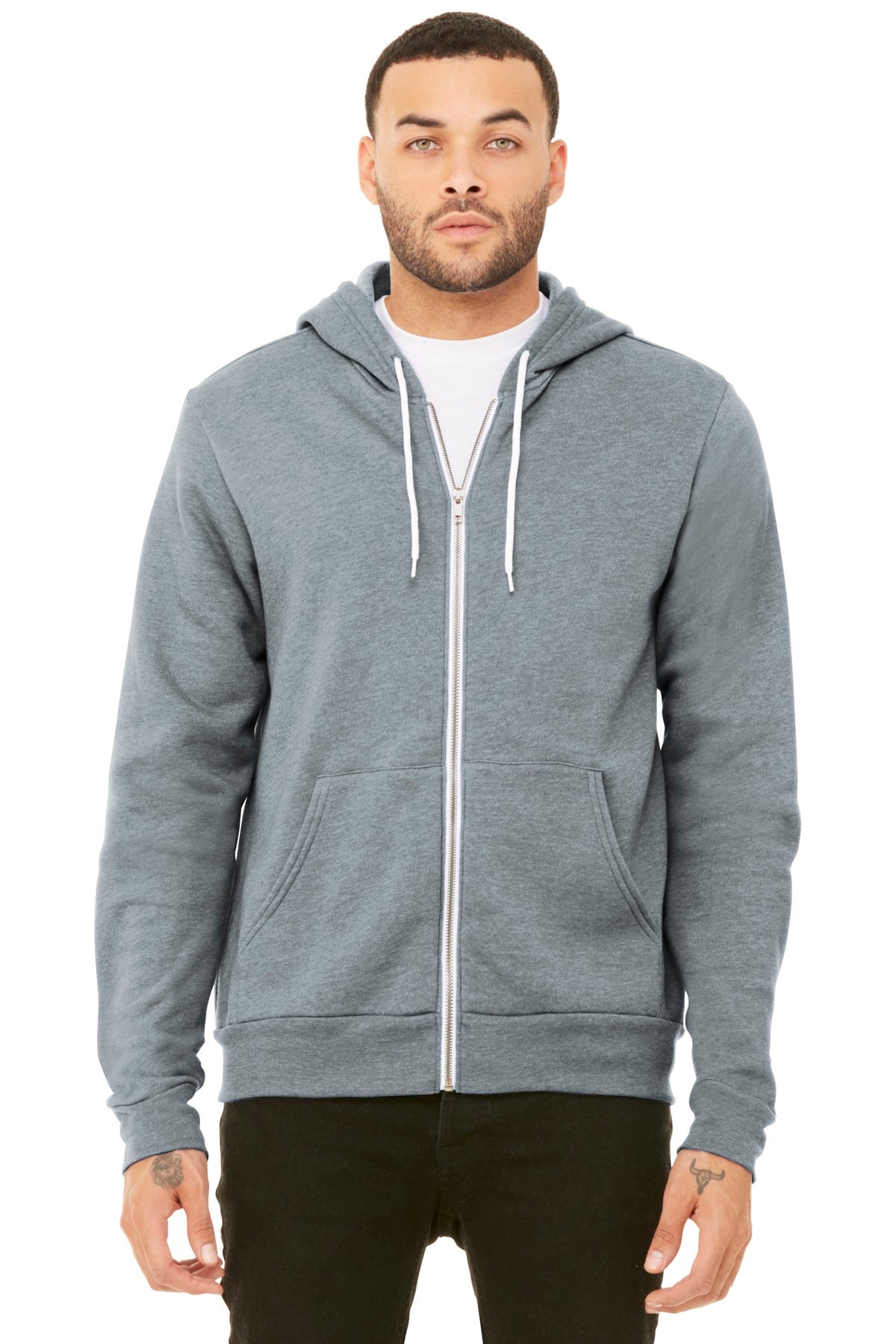 BELLA+CANVAS® Unisex Sponge Fleece Full-Zip Hoodie - Athletic Heather - XS