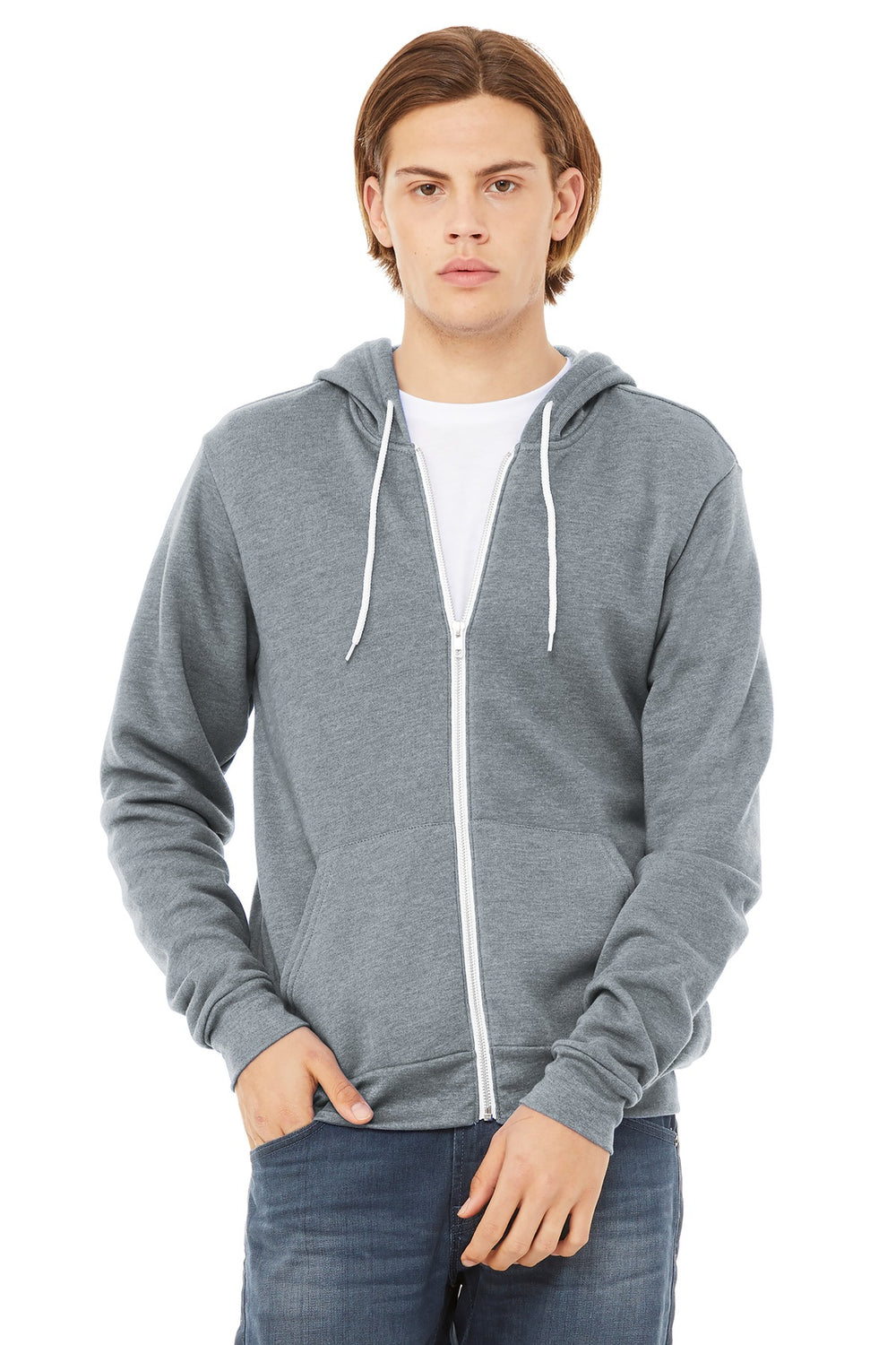 BELLA+CANVAS® Unisex Sponge Fleece Full-Zip Hoodie - Asphalt - XS