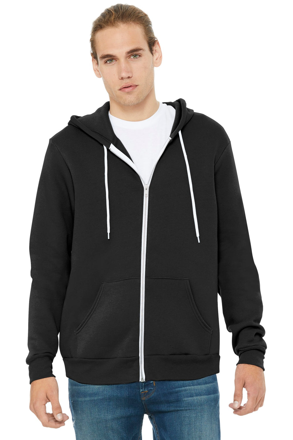 BELLA+CANVAS® Unisex Sponge Fleece Full-Zip Hoodie - Black - XS