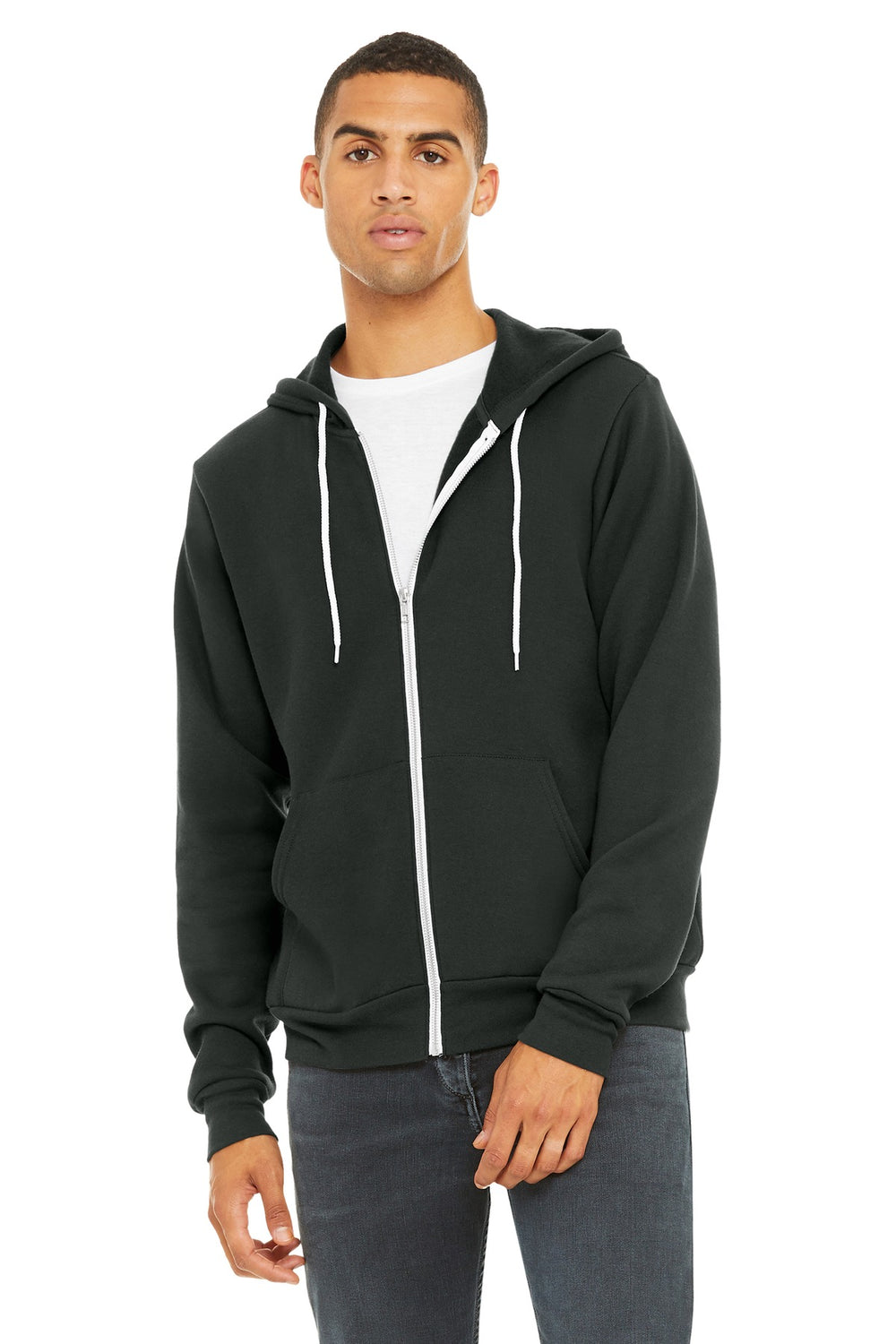BELLA+CANVAS® Unisex Sponge Fleece Full-Zip Hoodie - Dark Grey - XS