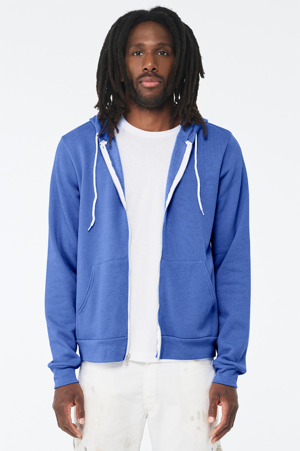 BELLA+CANVAS® Unisex Sponge Fleece Full-Zip Hoodie - Heather Columbia Blue - 2XL