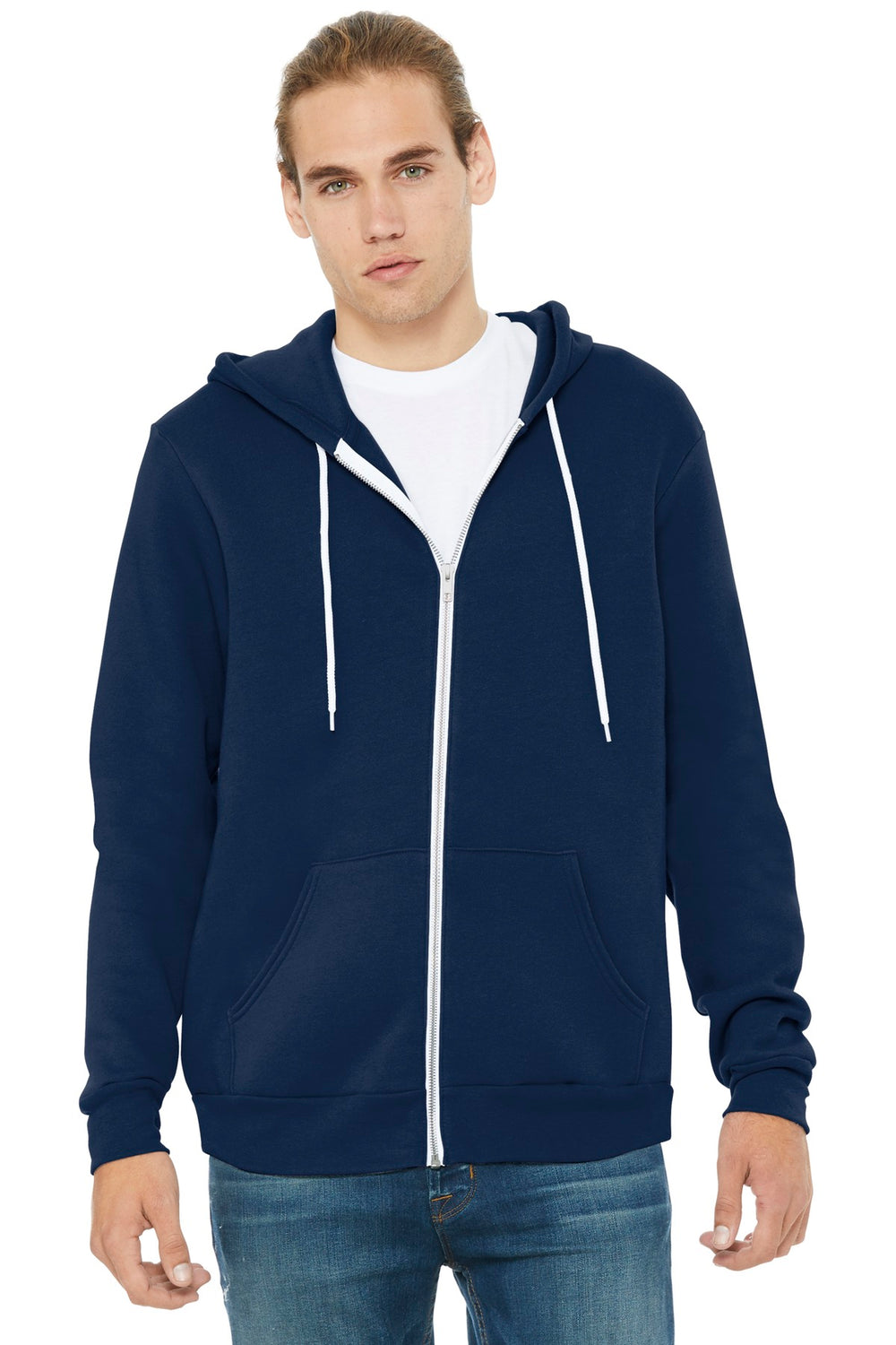 BELLA+CANVAS® Unisex Sponge Fleece Full-Zip Hoodie - Navy - XS
