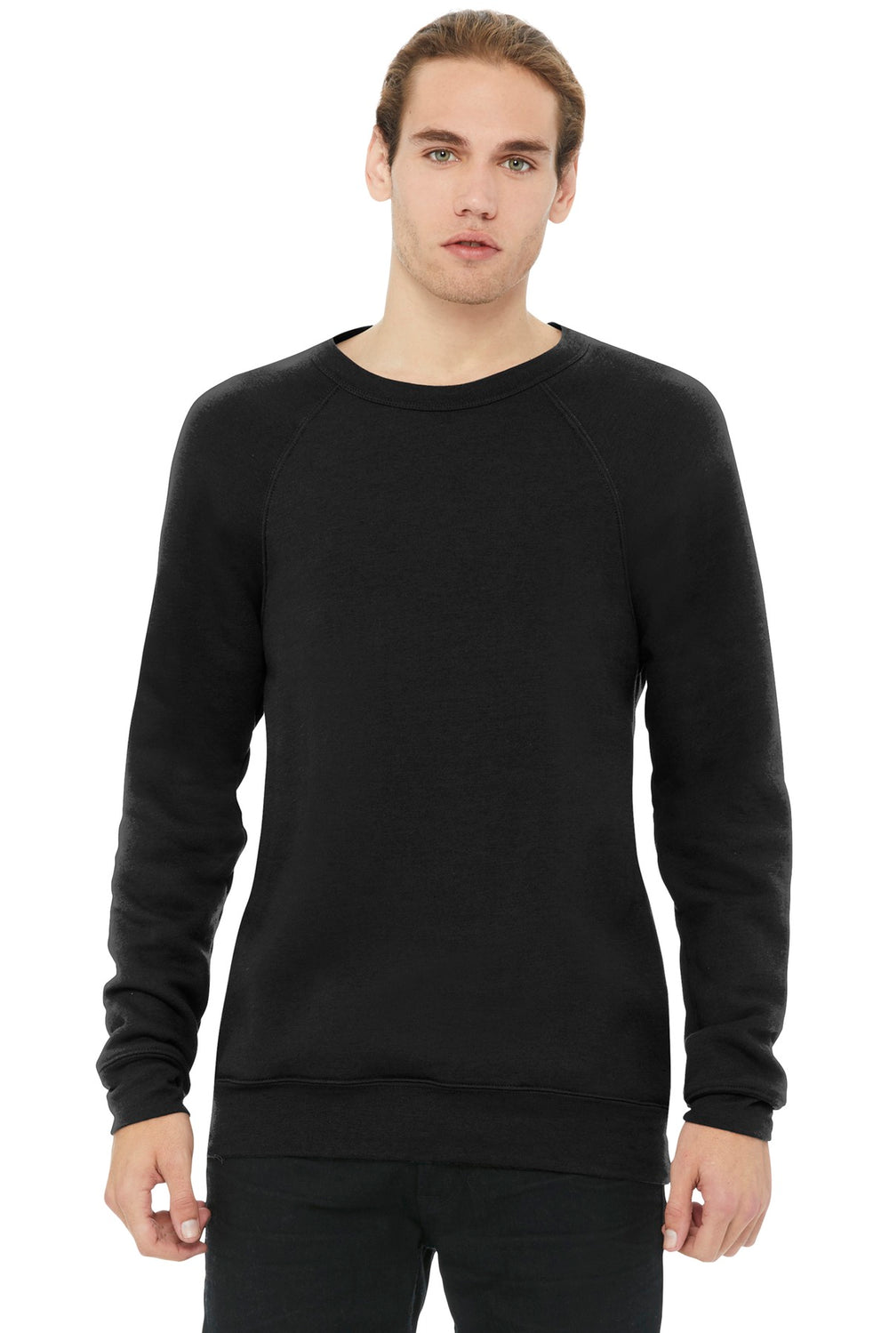 BELLA+CANVAS® Unisex Sponge Fleece Raglan Sweatshirt - Black - XS