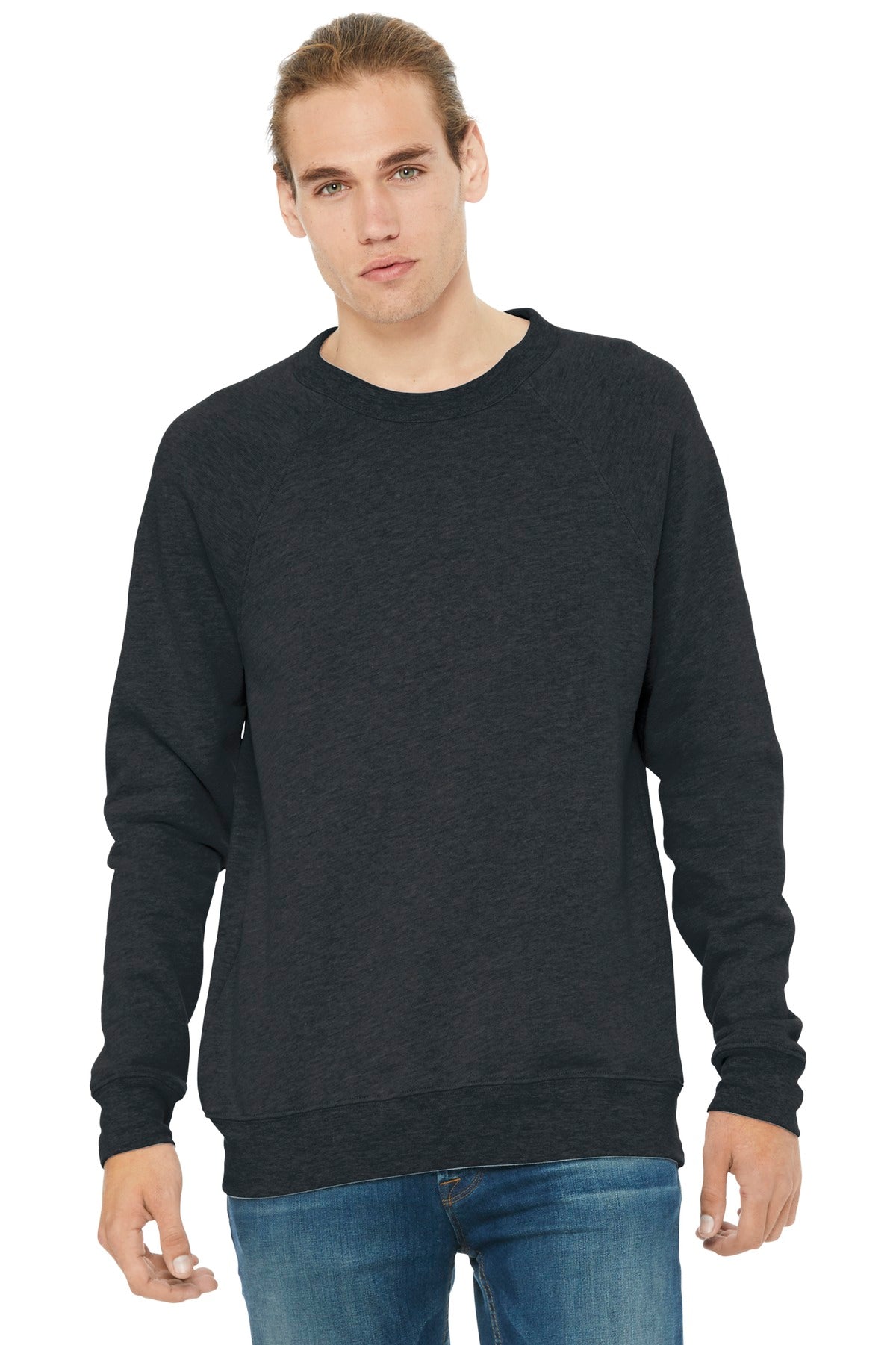 BELLA+CANVAS® Unisex Sponge Fleece Raglan Sweatshirt - Dark Grey Heather - XS
