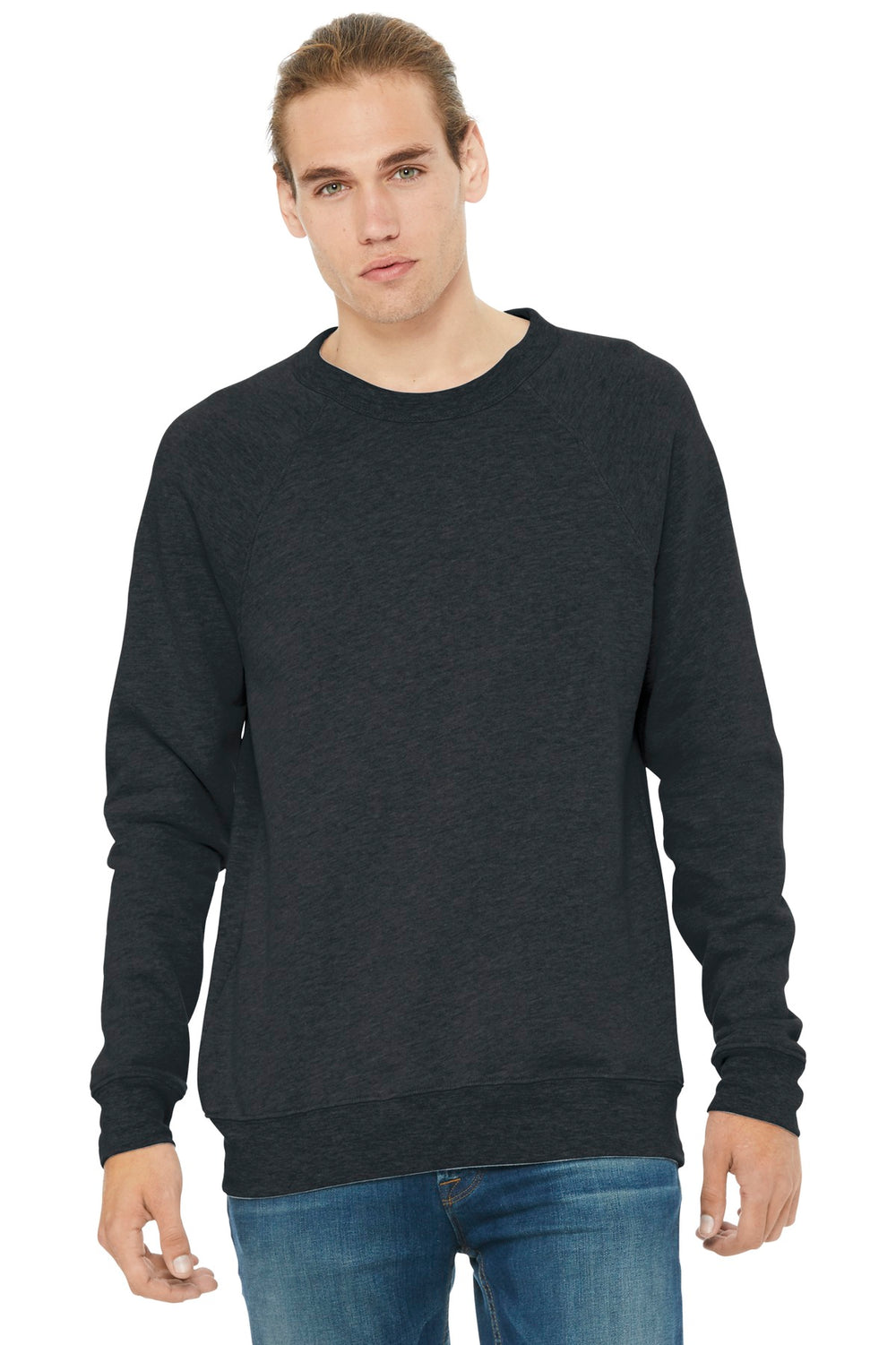 BELLA+CANVAS® Unisex Sponge Fleece Raglan Sweatshirt - Dark Grey Heather - XS