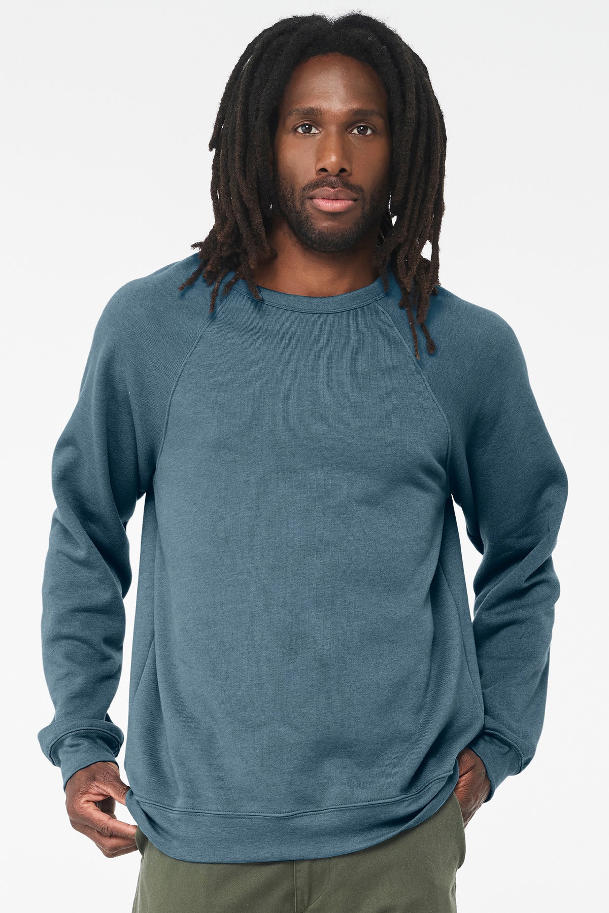 BELLA+CANVAS® Unisex Sponge Fleece Raglan Sweatshirt - Heather Deep Teal - 2XL