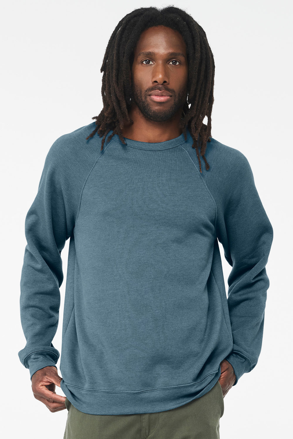 BELLA+CANVAS® Unisex Sponge Fleece Raglan Sweatshirt - Heather Deep Teal - 2XL