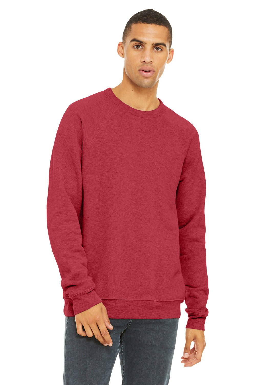 BELLA+CANVAS® Unisex Sponge Fleece Raglan Sweatshirt - Heather Red - 2XL