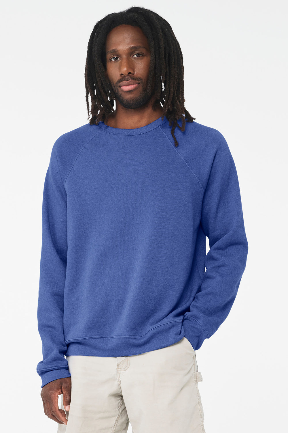 BELLA+CANVAS® Unisex Sponge Fleece Raglan Sweatshirt - Heather True Royal - 2XL
