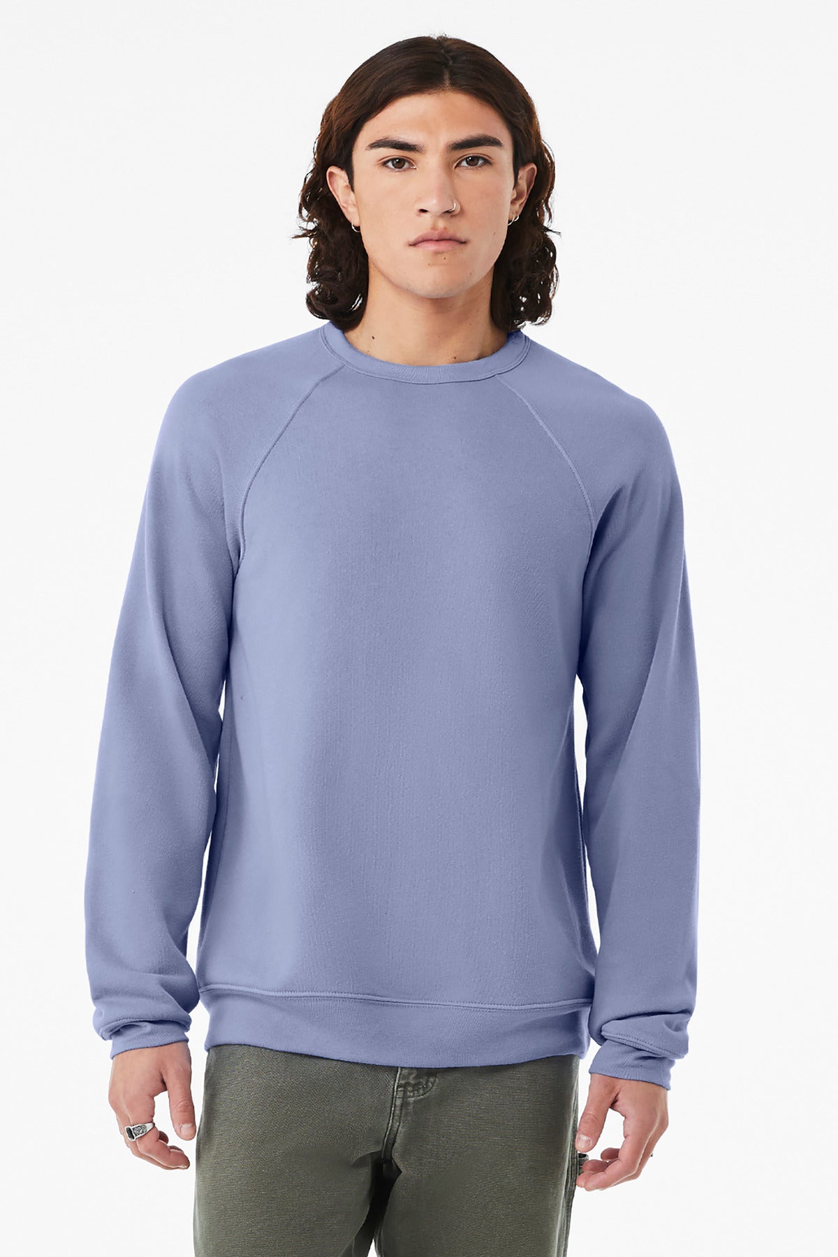BELLA+CANVAS® Unisex Sponge Fleece Raglan Sweatshirt - Lavender Blue - 2XL