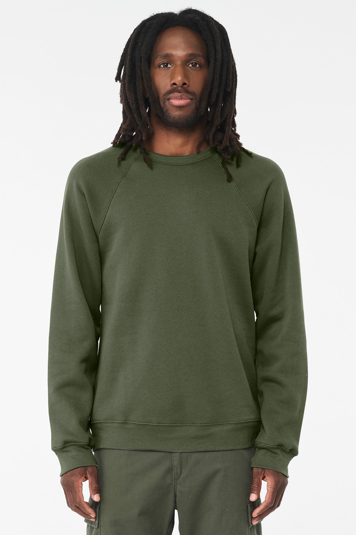 BELLA+CANVAS® Unisex Sponge Fleece Raglan Sweatshirt - Military Green - 2XL