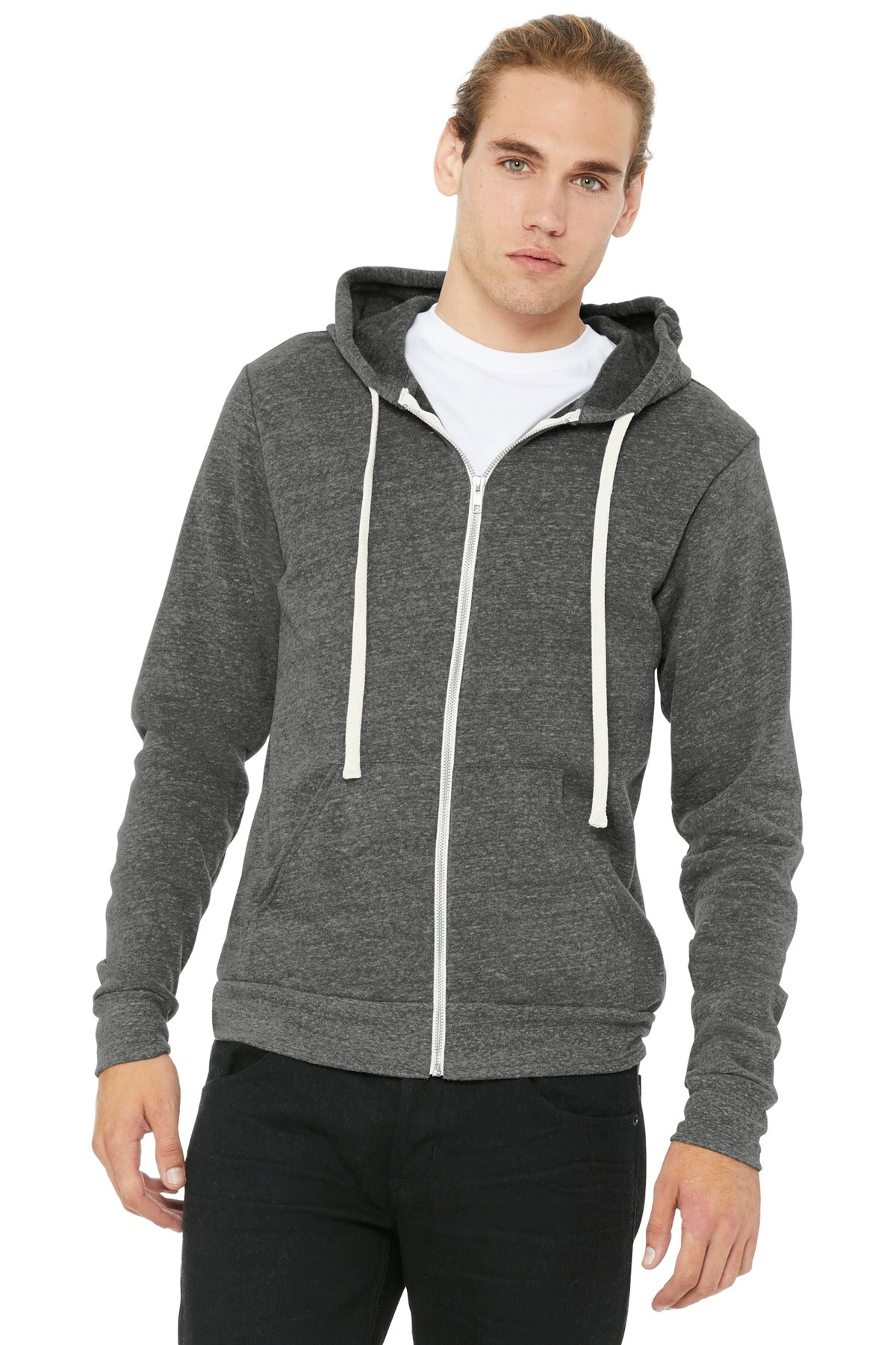 BELLA+CANVAS® Unisex Triblend Sponge Fleece Full-Zip Hoodie - Grey Triblend - XS