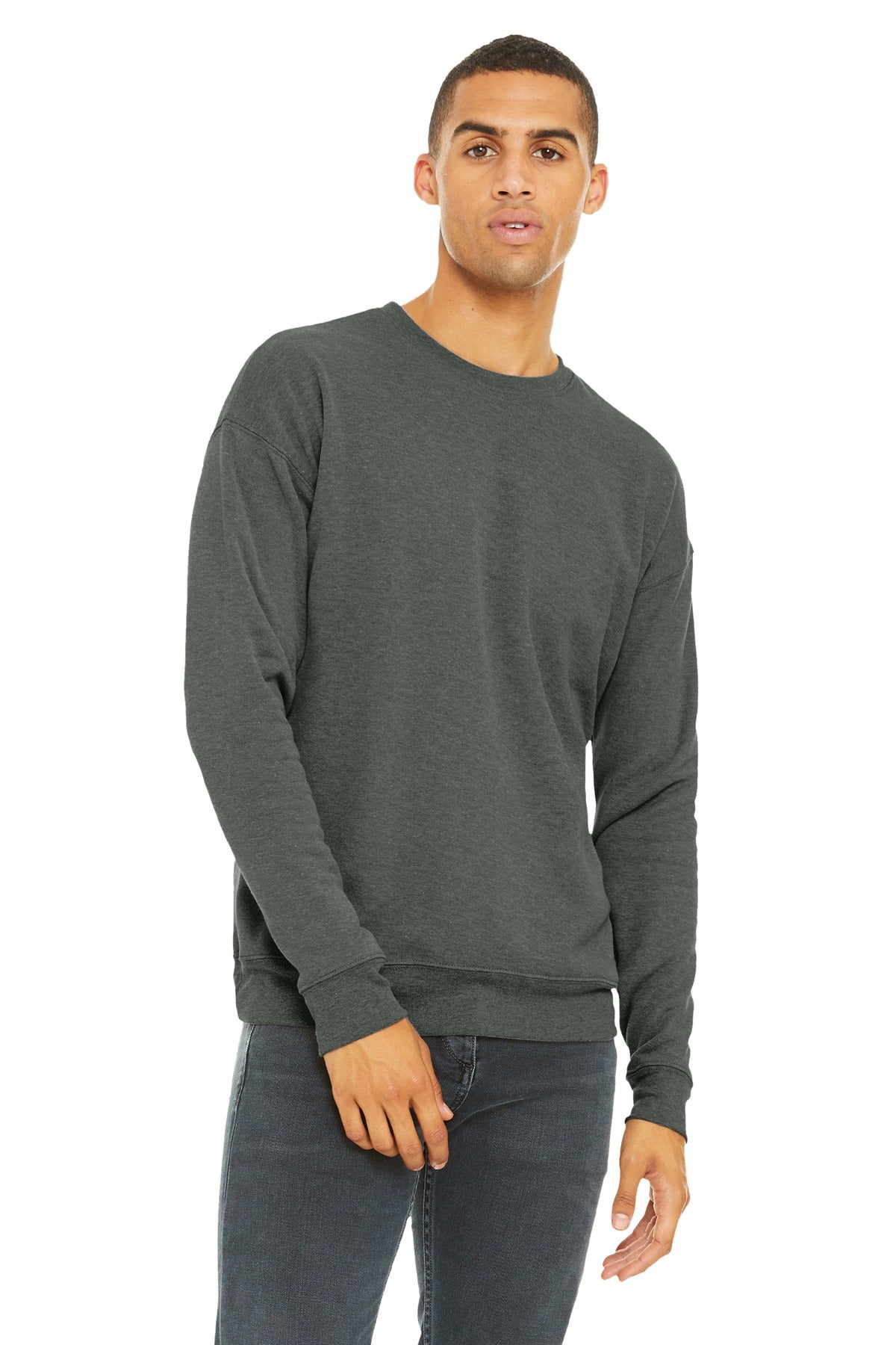 BELLA+CANVAS® Unisex Sponge Fleece Drop Shoulder Sweatshirt - Deep Heather - XS