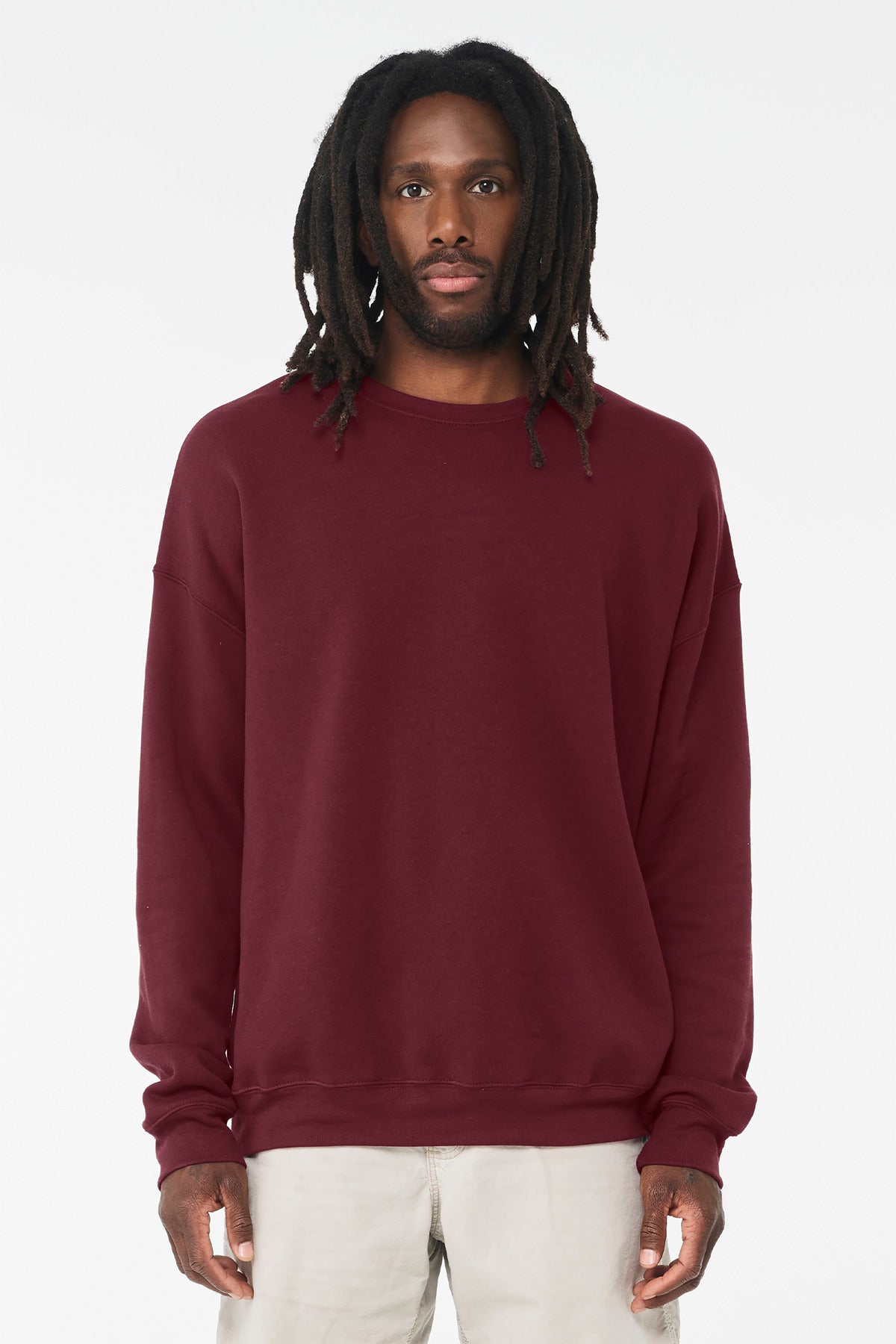 BELLA+CANVAS® Unisex Sponge Fleece Drop Shoulder Sweatshirt - Maroon - 2XL
