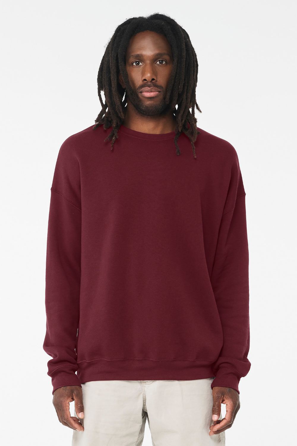 BELLA+CANVAS® Unisex Sponge Fleece Drop Shoulder Sweatshirt - Maroon - 2XL