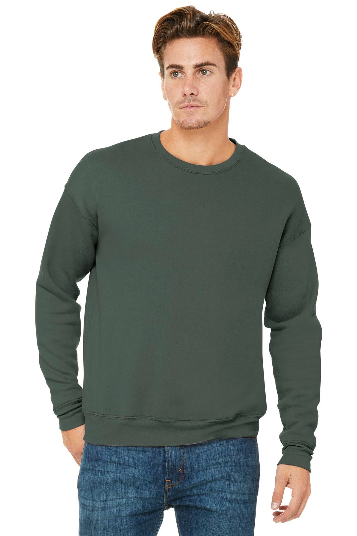 BELLA+CANVAS® Unisex Sponge Fleece Drop Shoulder Sweatshirt - Military Green - XS