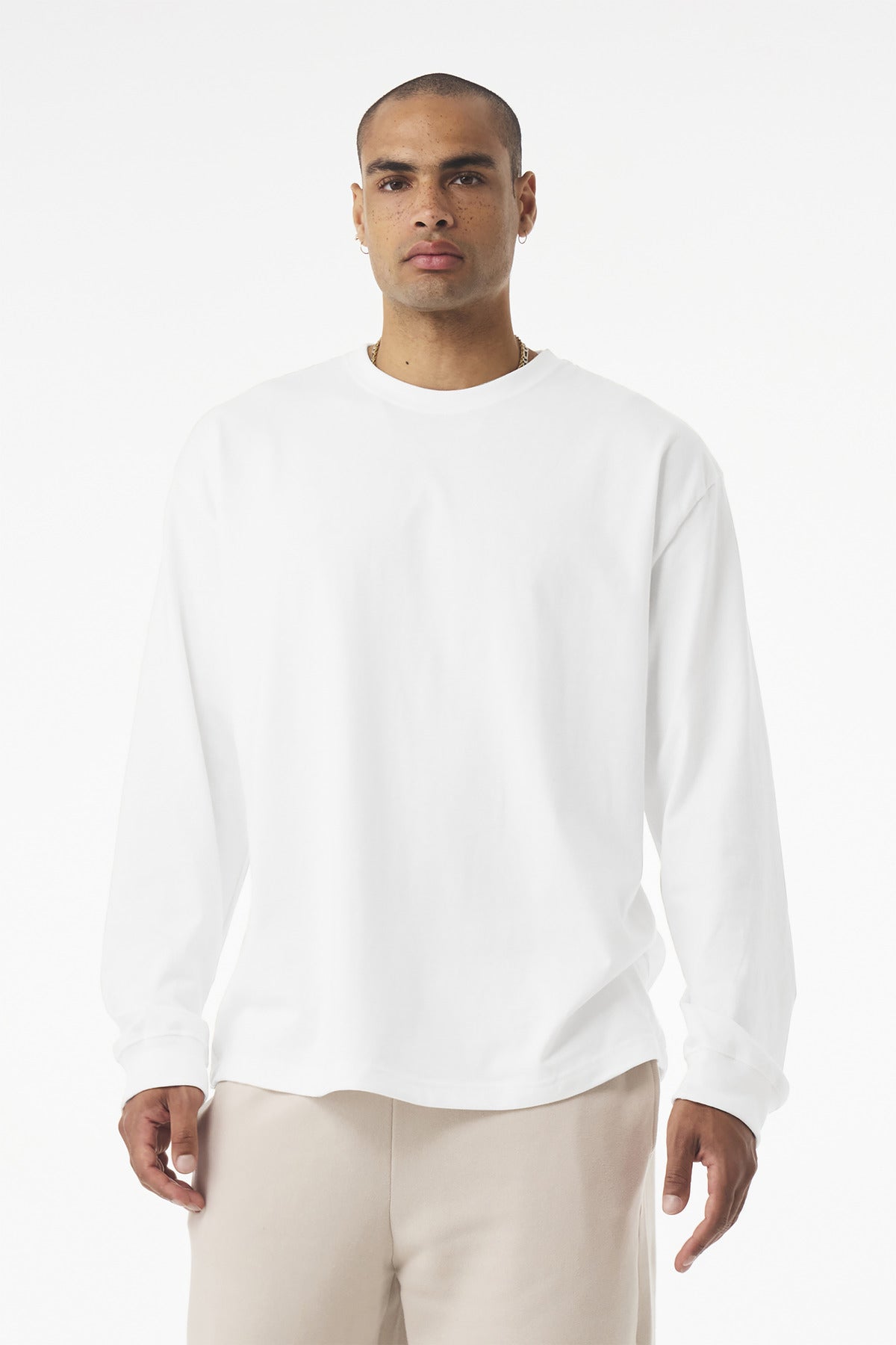 BELLA+CANVAS® Unisex 7.5-Ounce Heavyweight Long Sleeve Tee - White - XS