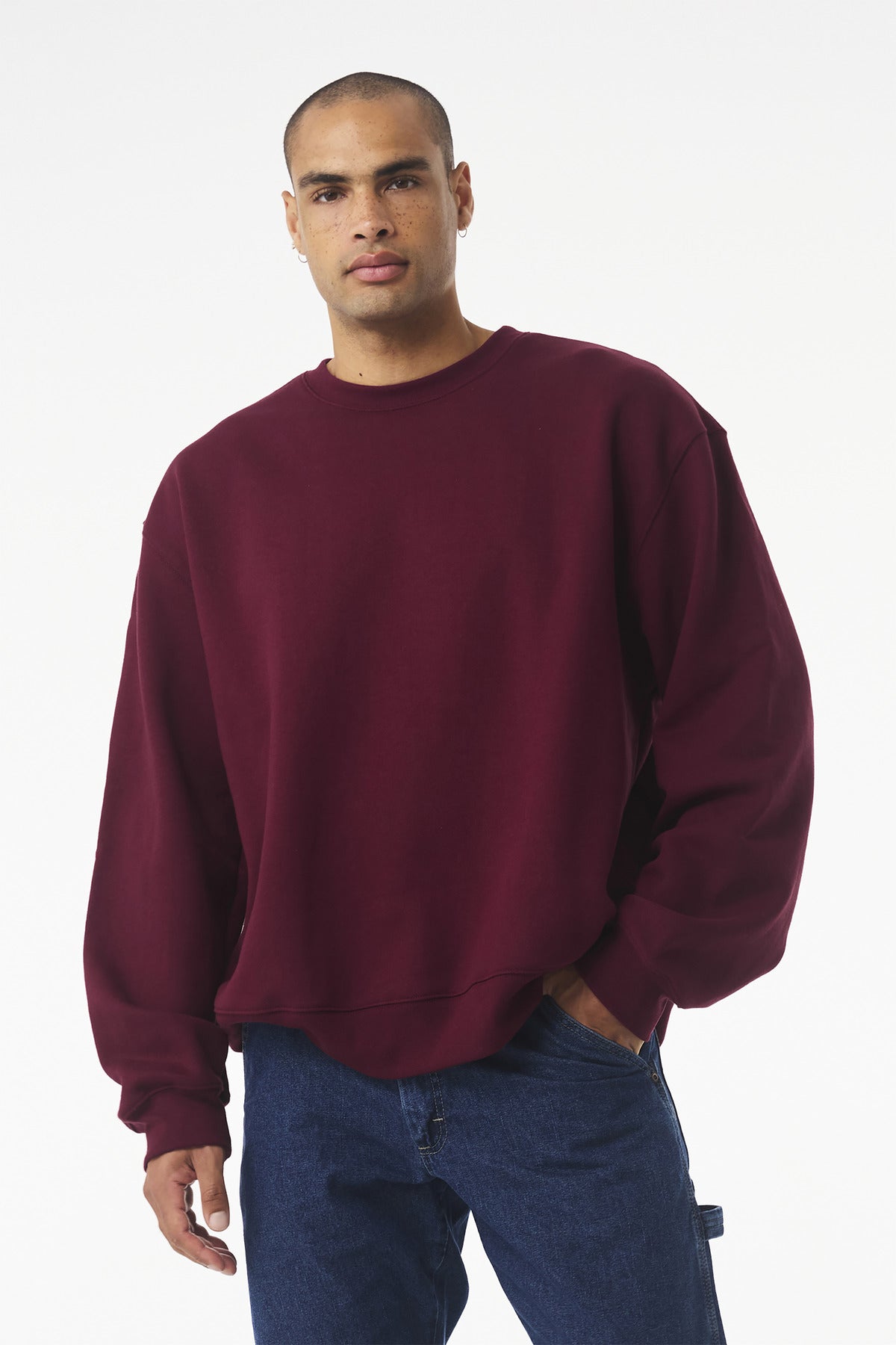 BELLA+CANVAS® Unisex 10-Ounce Heavyweight Crewneck Sweatshirt - Maroon - XS