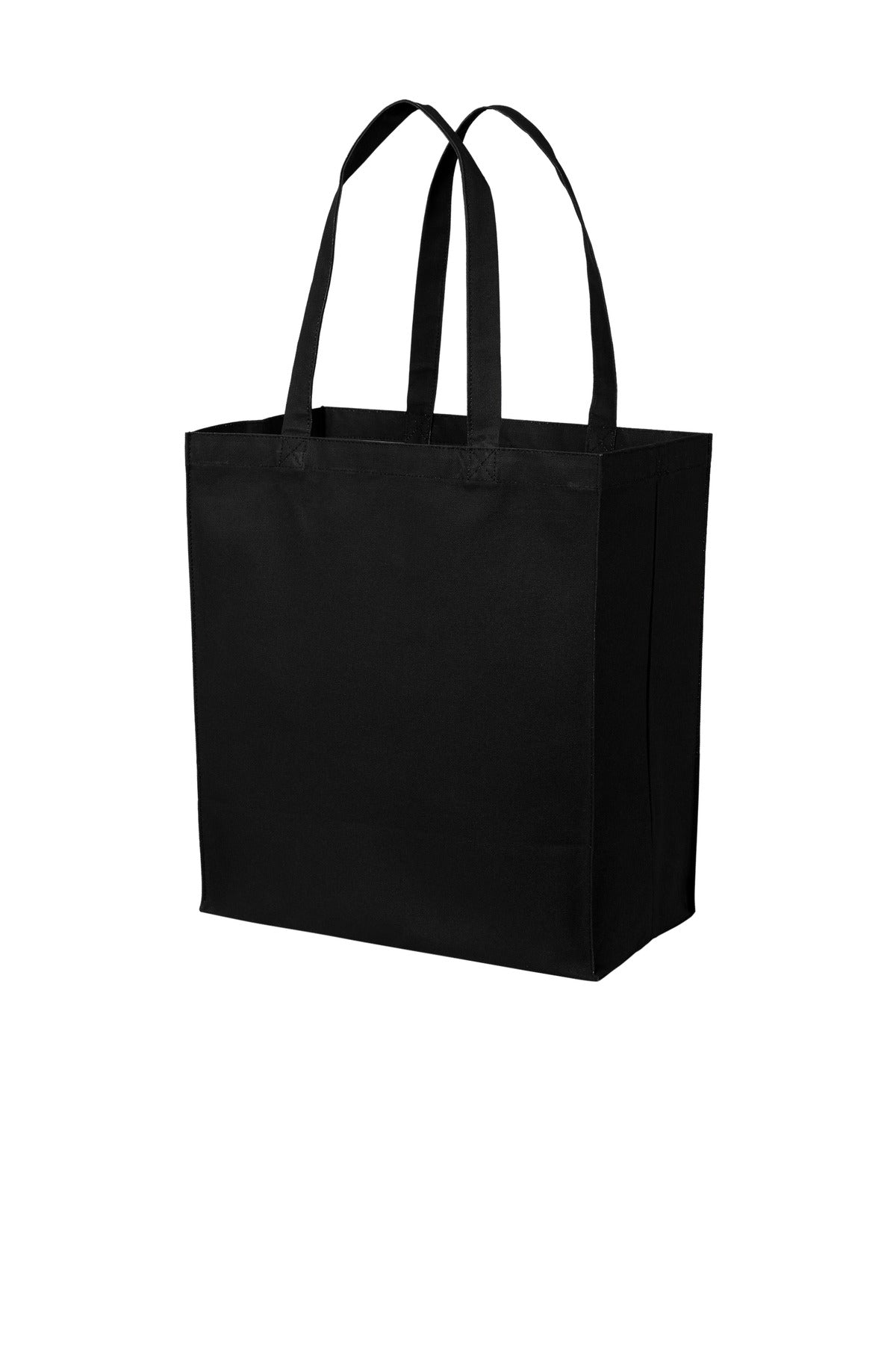 Port AuthorityÂ® Cotton Canvas Over-the-Shoulder Tote BG426 - Deep Black - OSFA