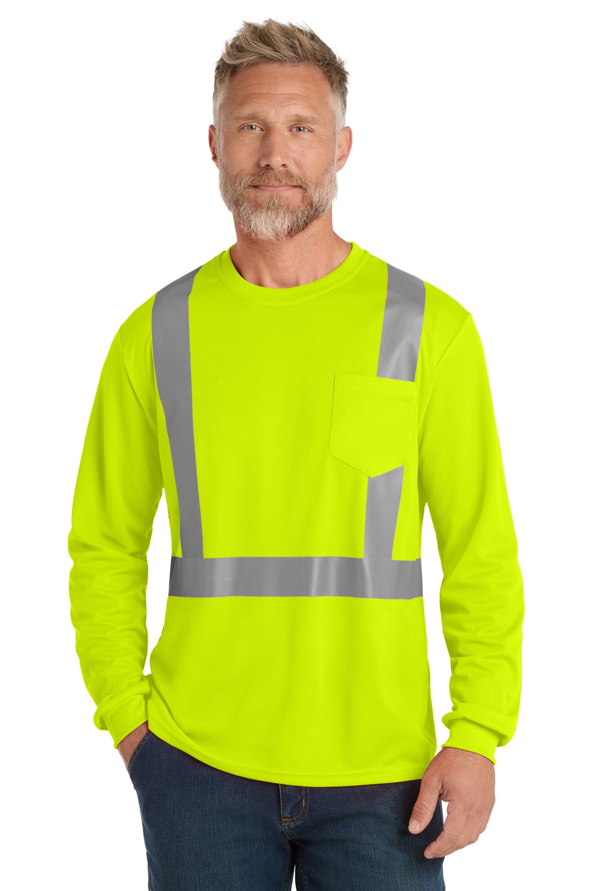 CornerStone® ANSI 107 Class 2 Mesh Long Sleeve Tee - Safety Yellow - S