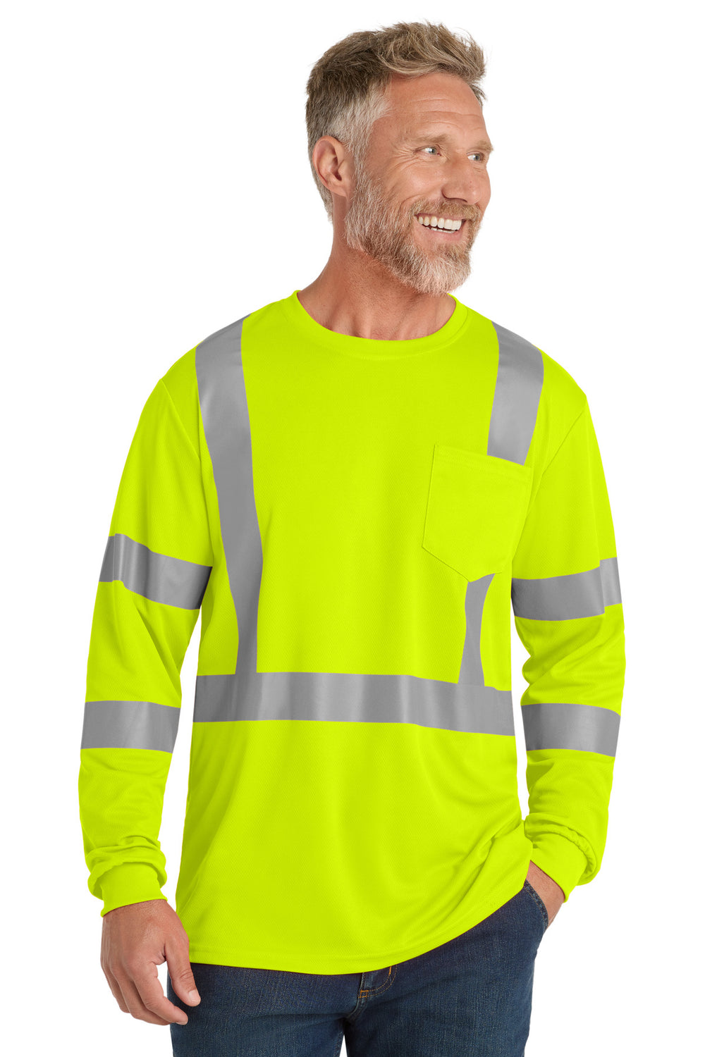 CornerStone® ANSI 107 Class 3 Mesh Long Sleeve Tee - Safety Yellow - S