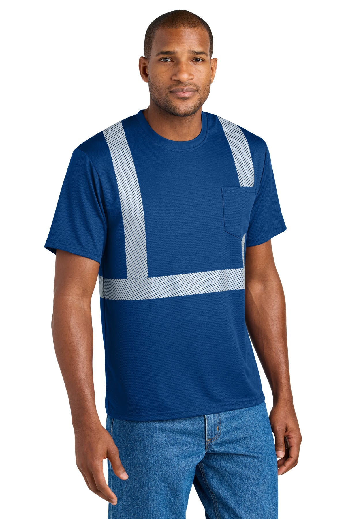 CornerStone® Enhanced Visibility Segmented Tape Tee - Royal - S