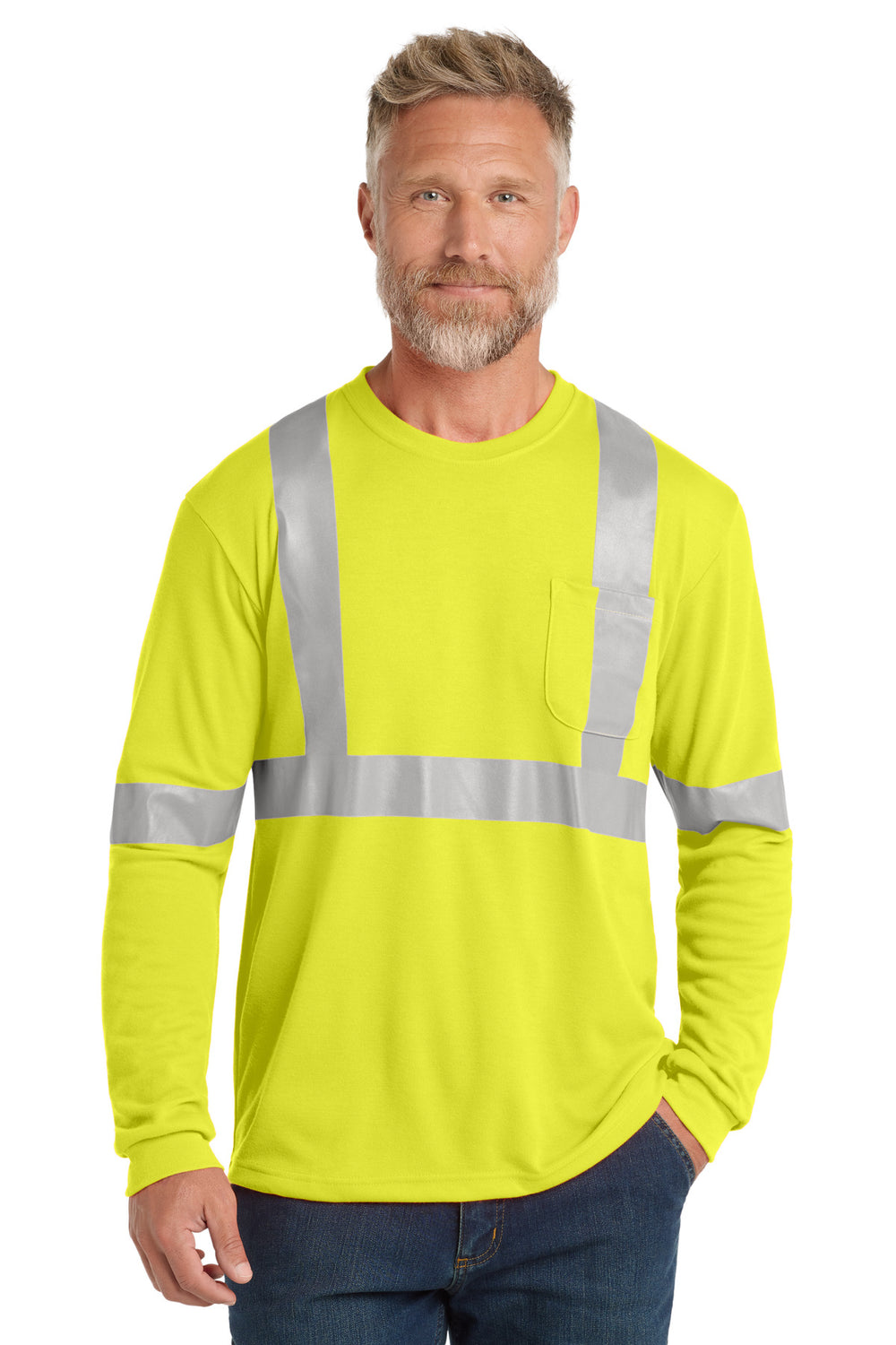 CornerStone® ANSI 107 Class 2 Long Sleeve Safety T-Shirt - Safety Yellow/ Reflective - XS