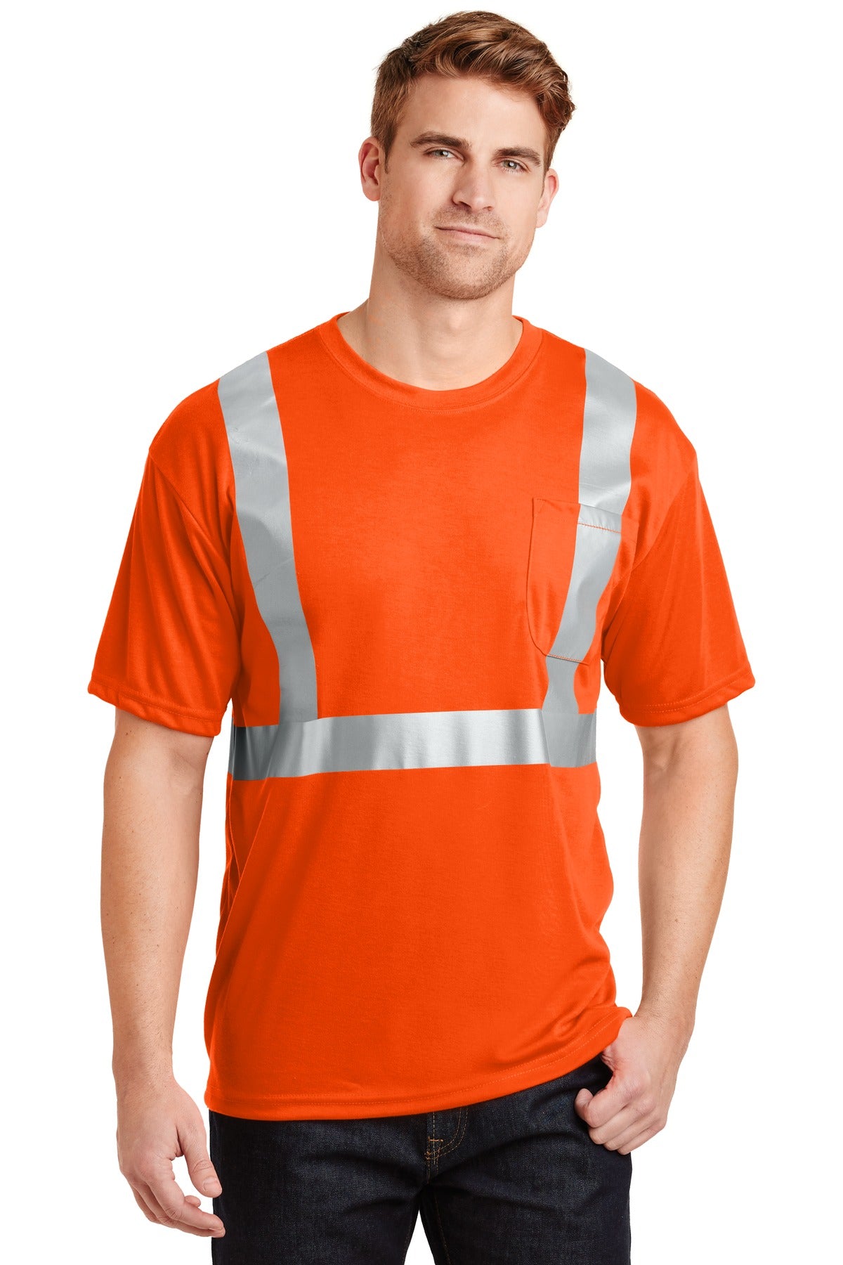 CornerStone® ANSI 107 Class 2 Safety T-Shirt - Safety Orange/ Reflective - XS