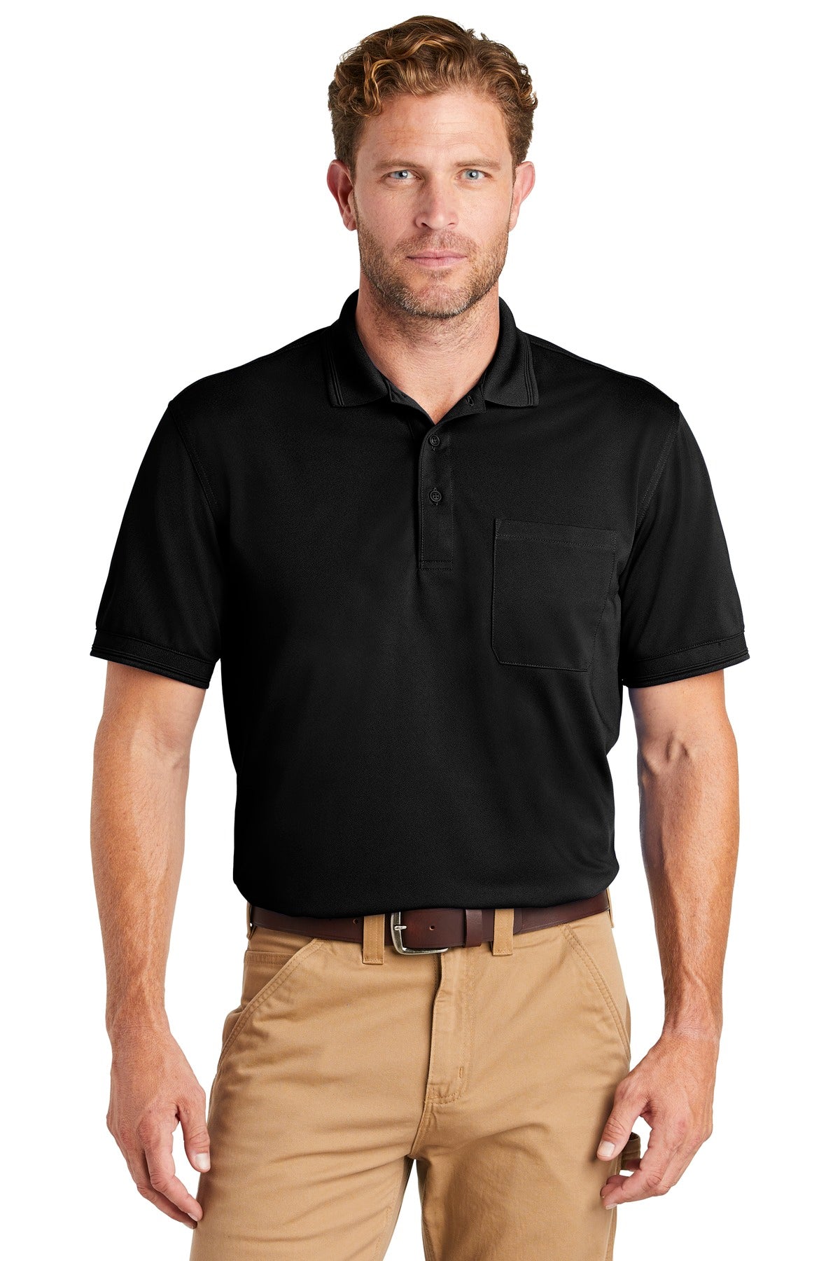 CornerStone® Industrial Snag-Proof Pique Pocket Polo - Black - XS