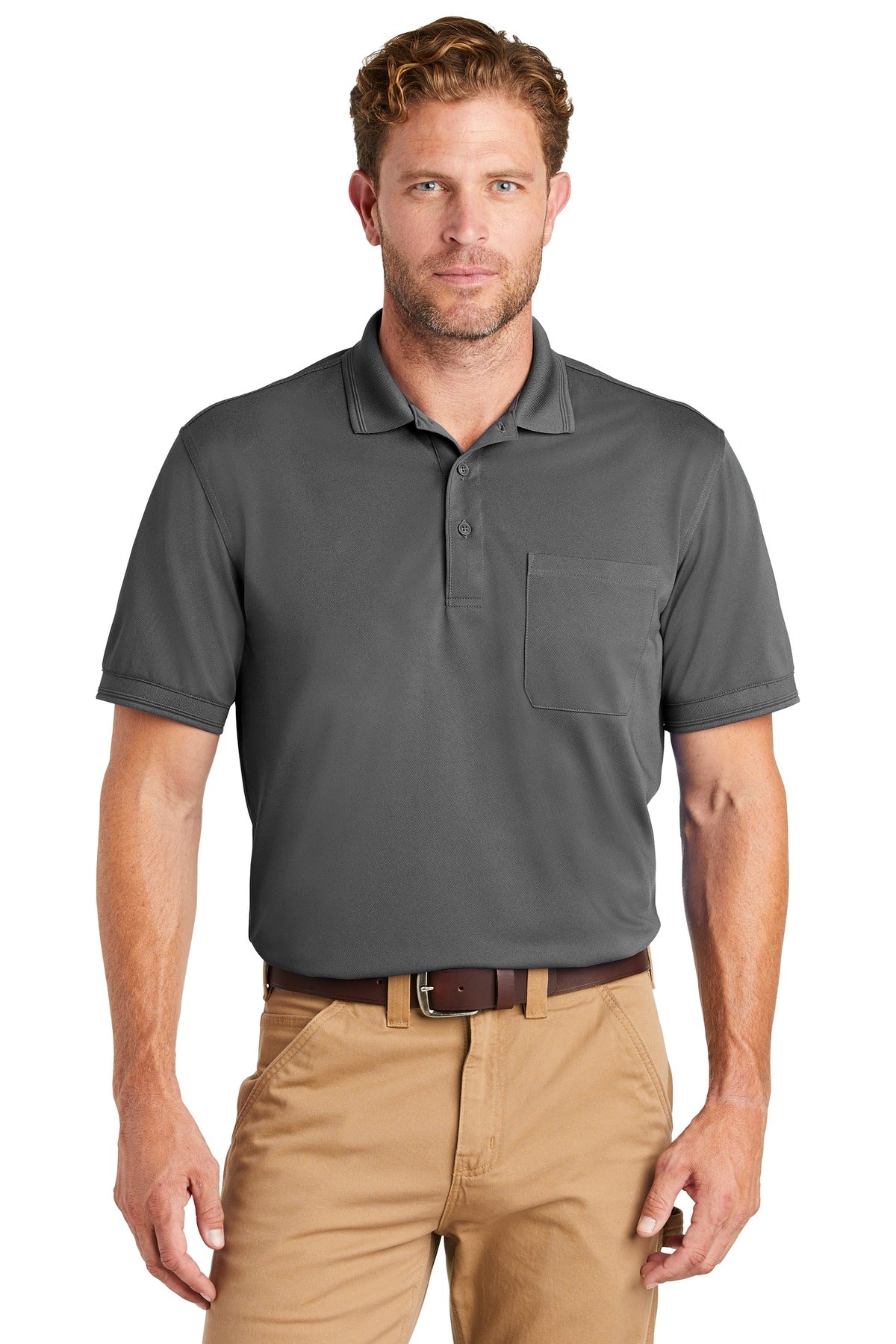 CornerStone® Industrial Snag-Proof Pique Pocket Polo - Charcoal - XS