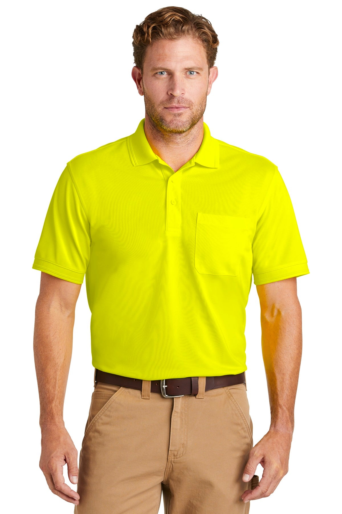 CornerStone® Industrial Snag-Proof Pique Pocket Polo - Safety Yellow - XS