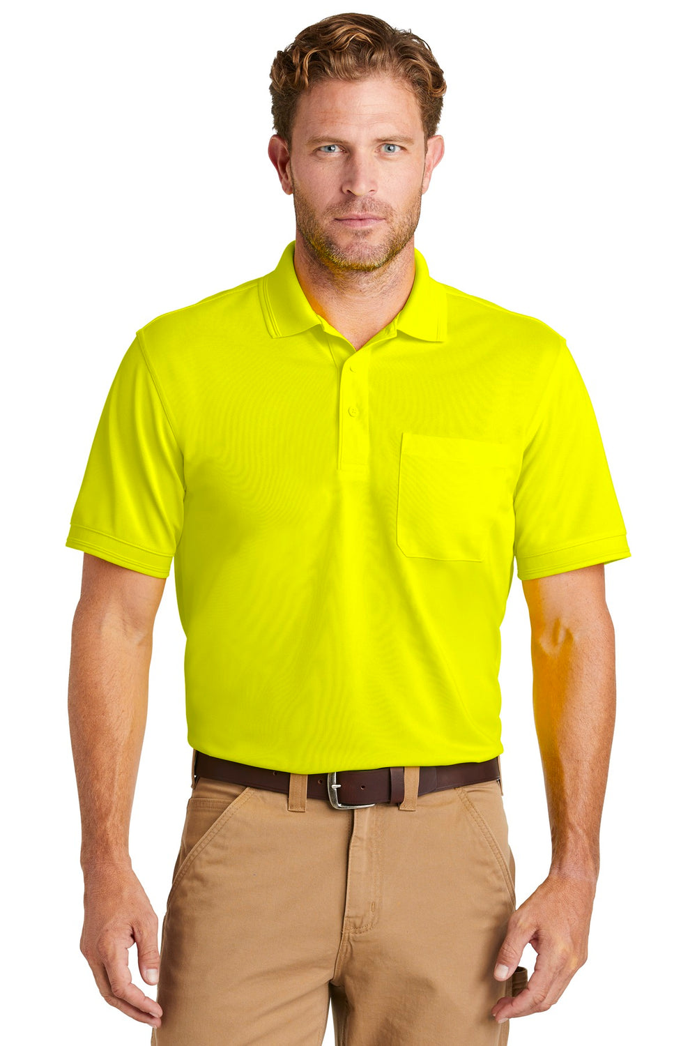 CornerStone® Industrial Snag-Proof Pique Pocket Polo - Safety Yellow - XS