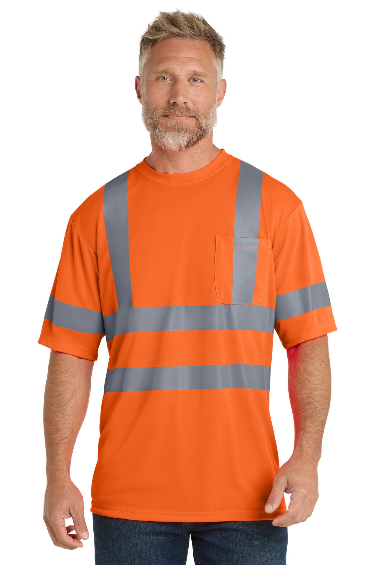 CornerStone® ANSI 107 Class 3 Short Sleeve Snag-Resistant Reflective T-Shirt - Safety Orange - XS