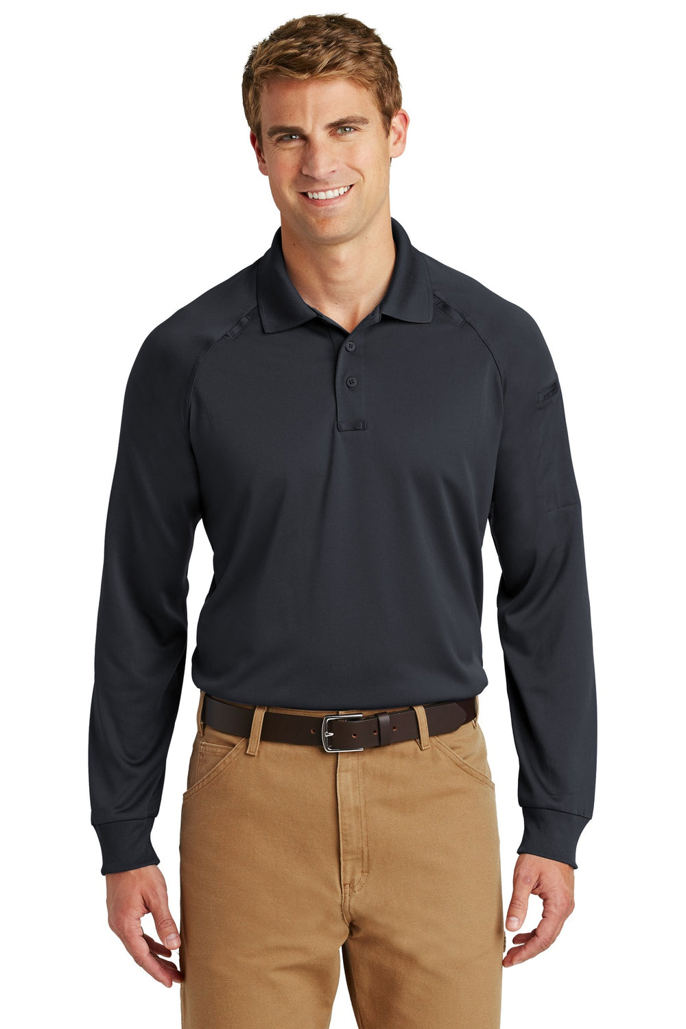 CornerStone® Select Long Sleeve Snag-Proof Tactical Polo - Charcoal - XS