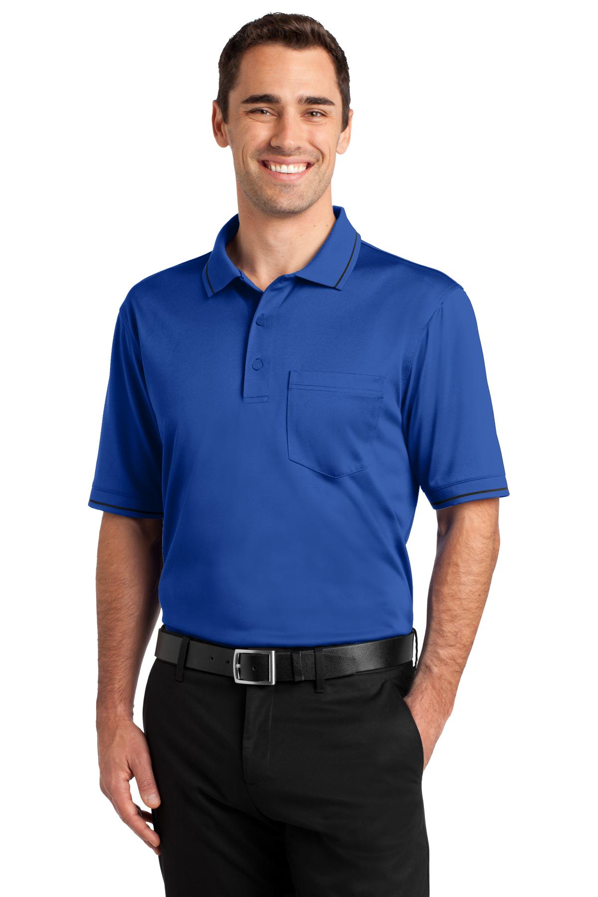 CornerStone® Select Snag-Proof Tipped Pocket Polo - Royal/ Black - XS