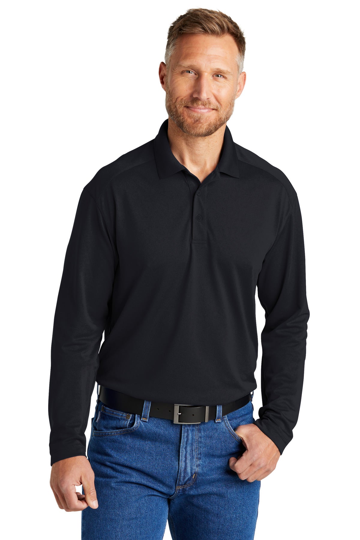 CornerStone® Select Lightweight Snag-Proof Long Sleeve Polo - Dark Navy - XS
