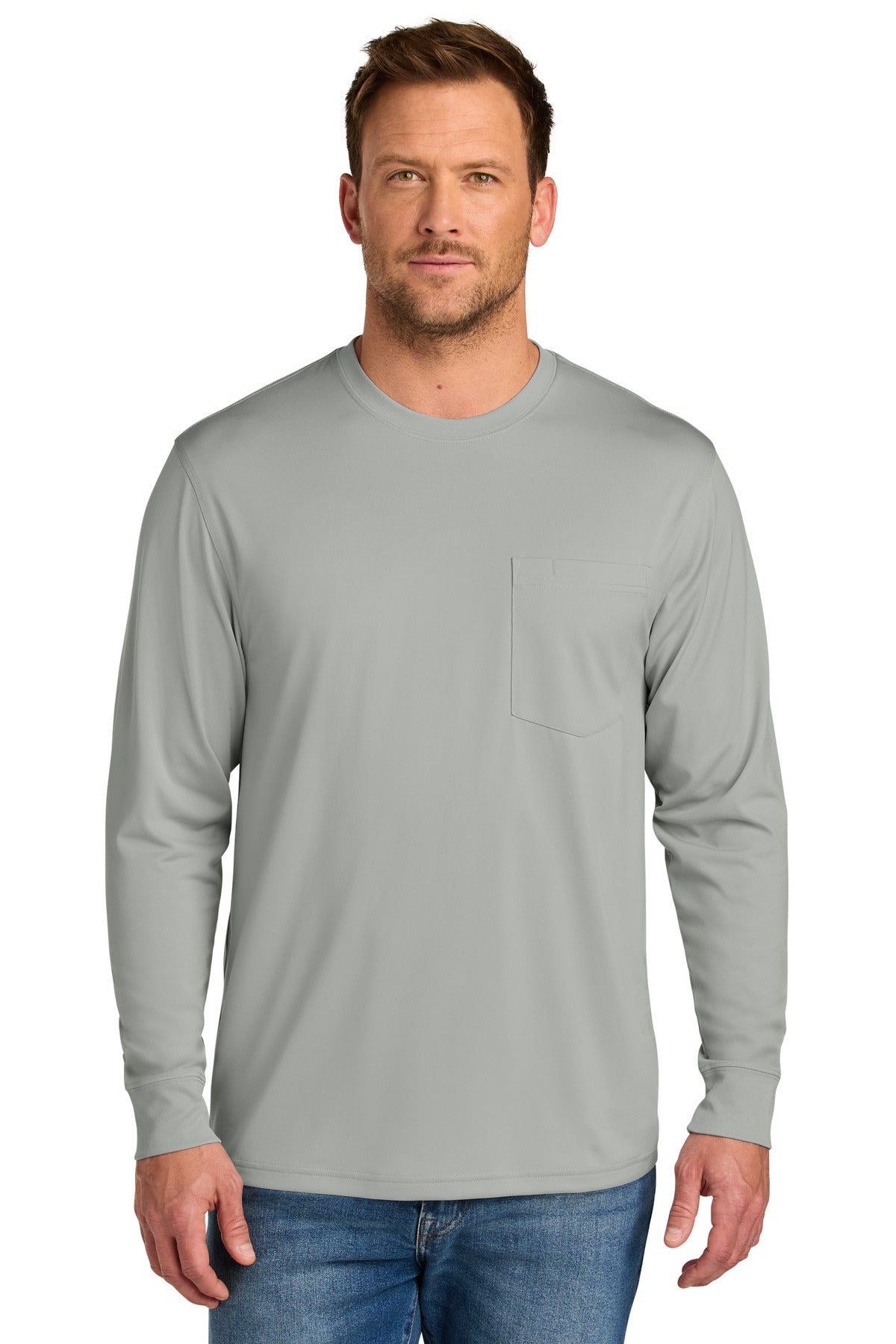 CornerStone® Workwear Pro Long Sleeve Pocket Tee - Light Grey - XS