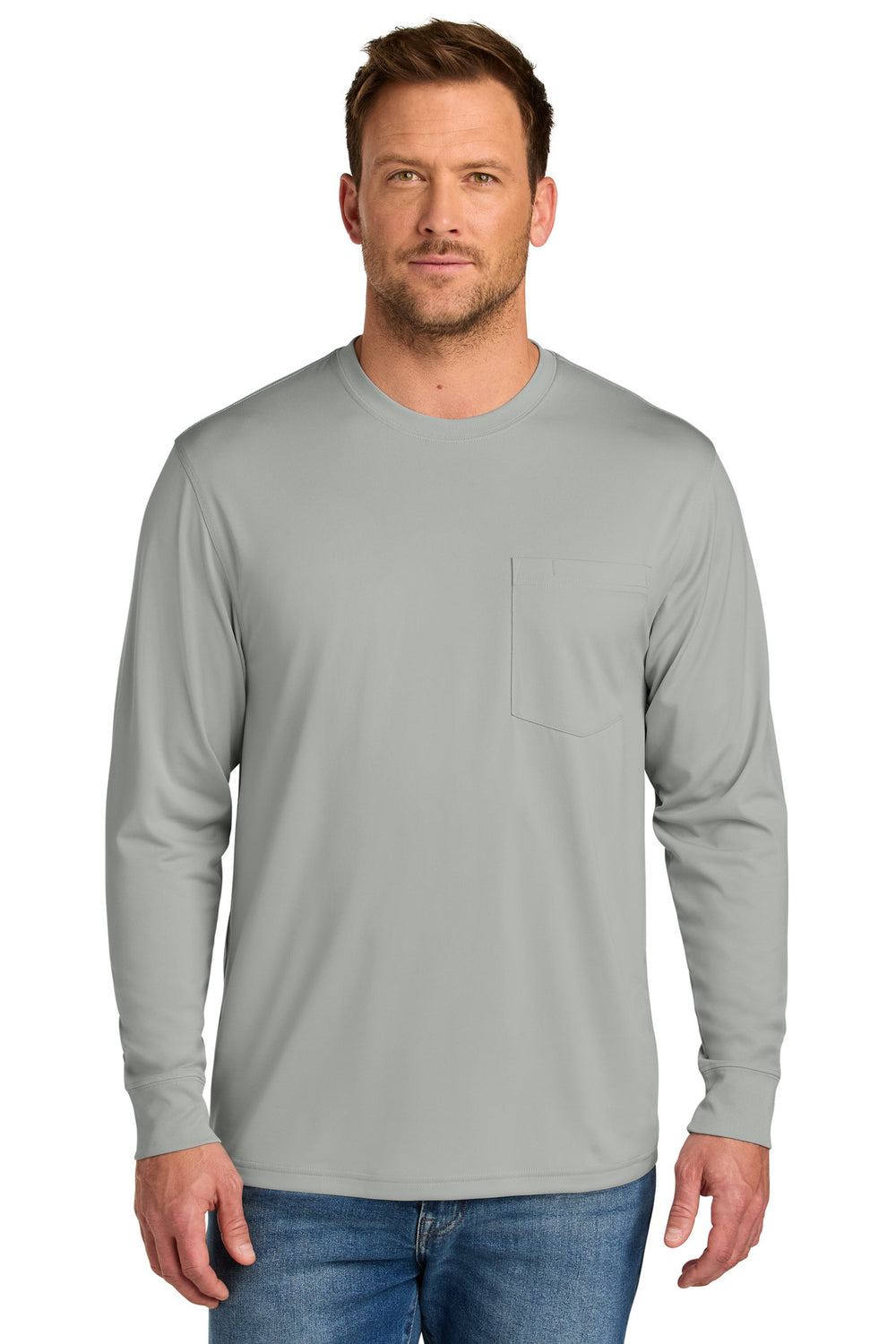 CornerStone® Workwear Pro Long Sleeve Pocket Tee - Light Grey - XS
