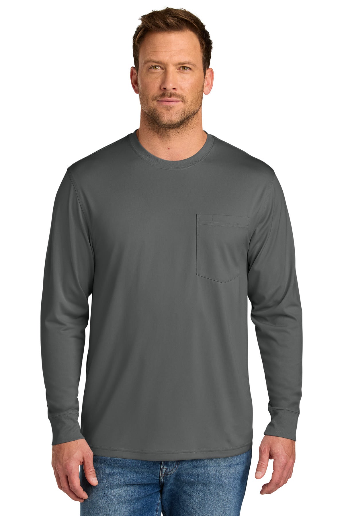 CornerStone® Workwear Pro Long Sleeve Pocket Tee - Metal Grey - XS
